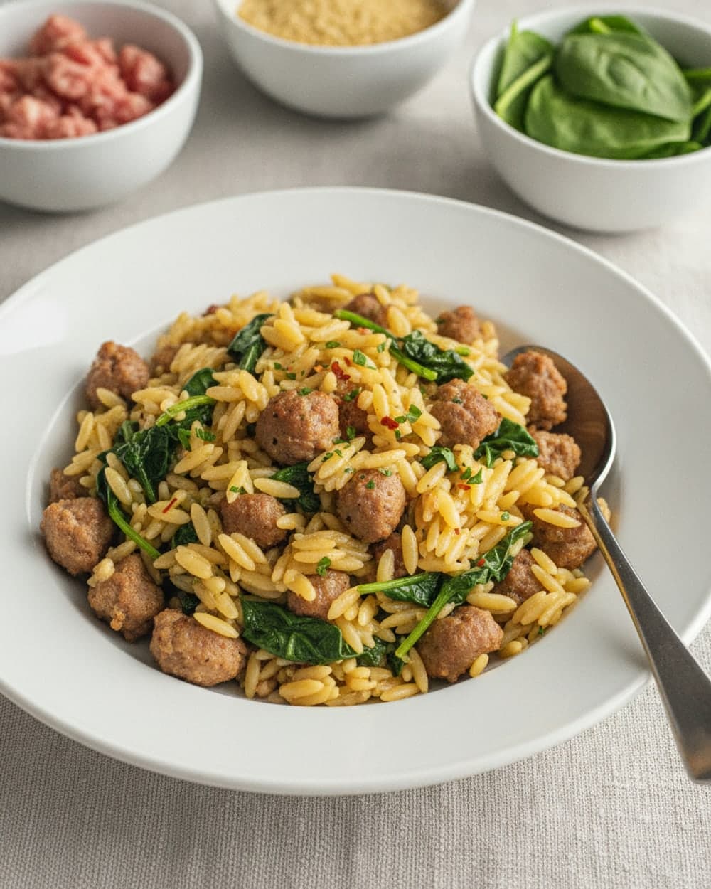 Sausage Orzo With Spinach