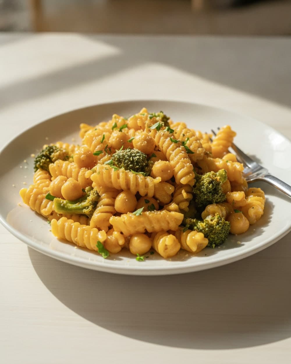 Cheesy Broccoli Chickpea Pasta