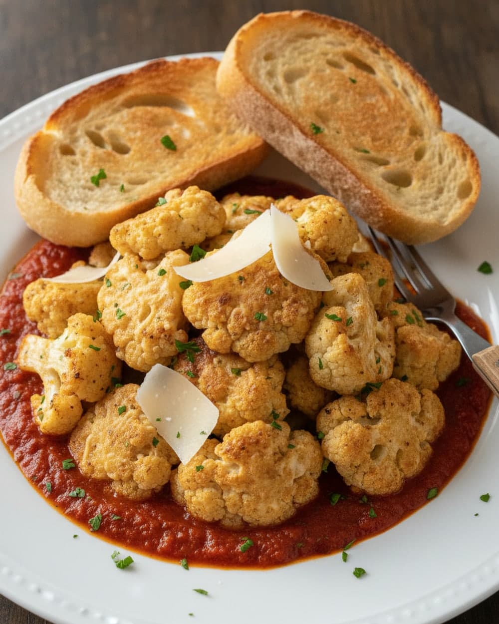 Parmesan Cauliflower with Marinara and Toasted Sandwich Rolls Tonight