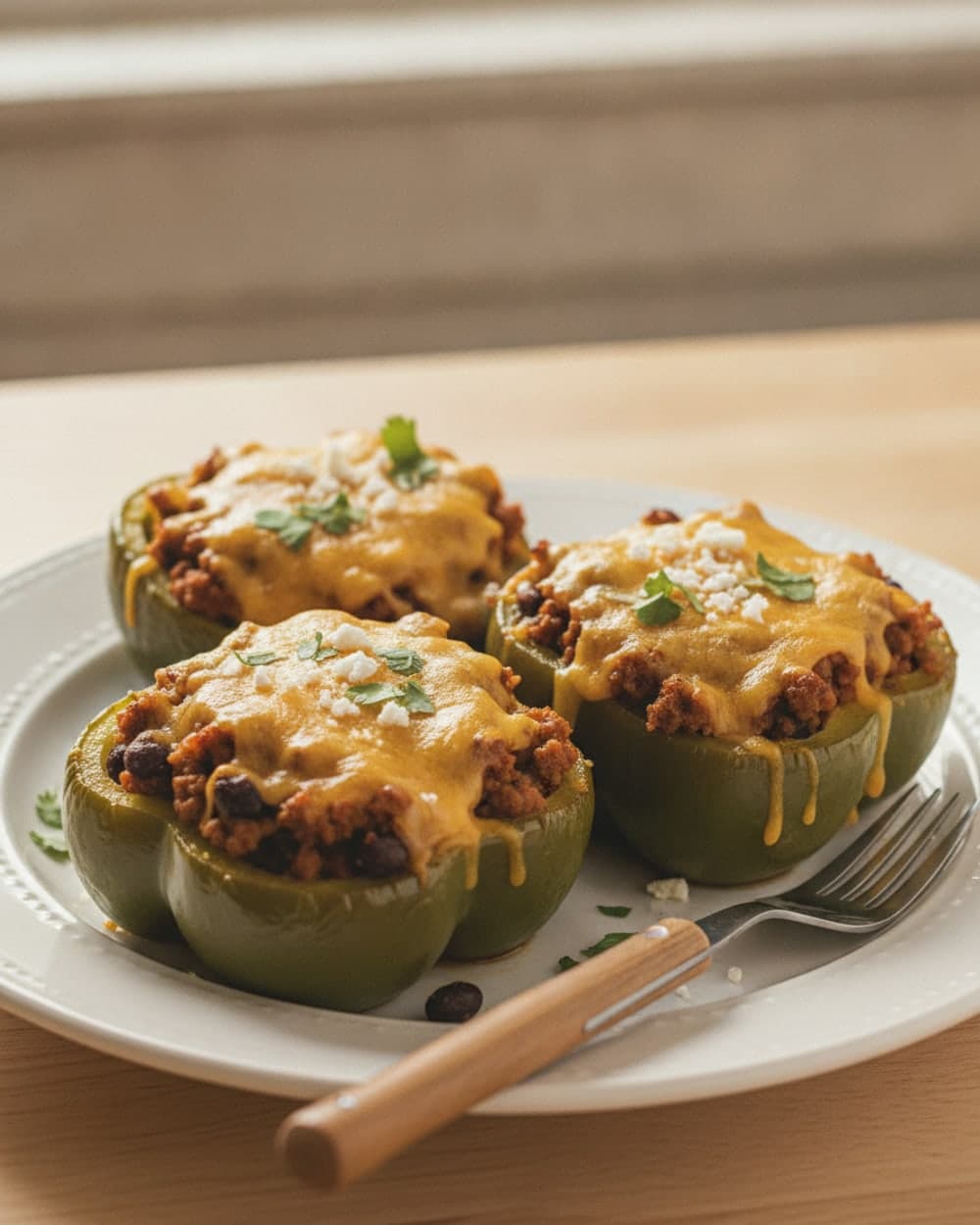Taco Stuffed Peppers with Beef Beans and Cheese Tonight