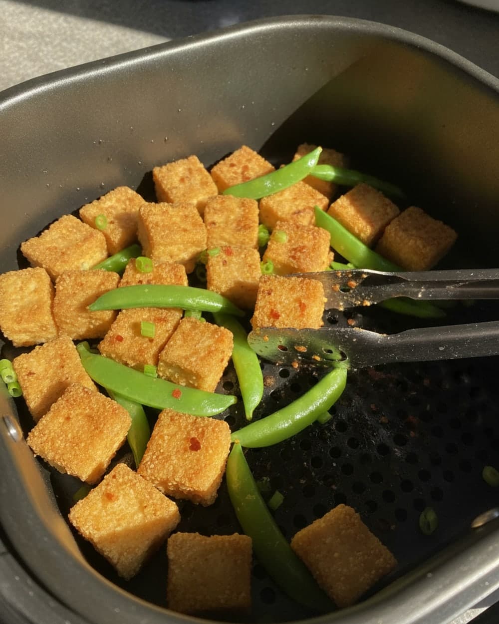 Crispy Tofu with Snap Peas