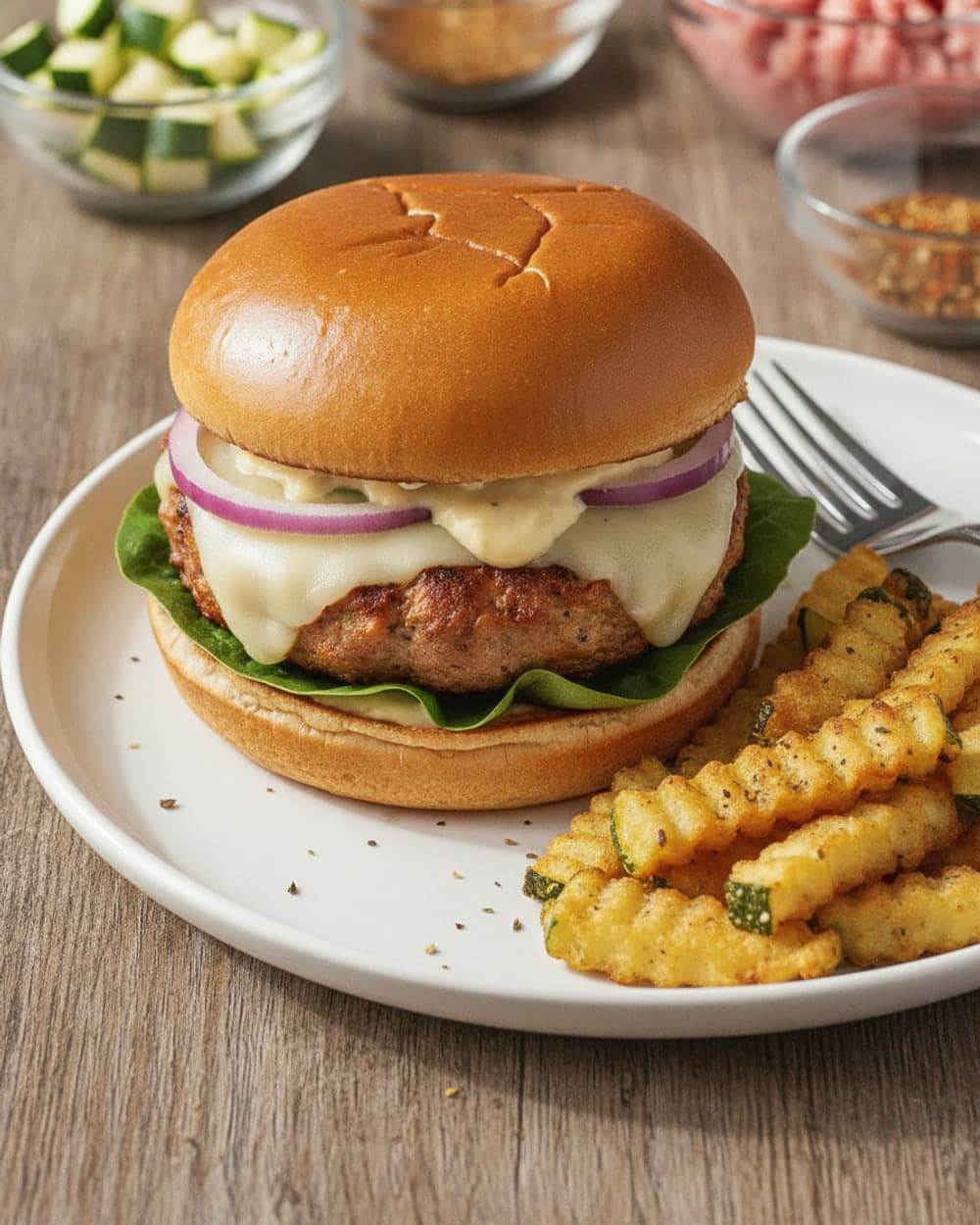 Turkey Burgers with Zucchini Fries