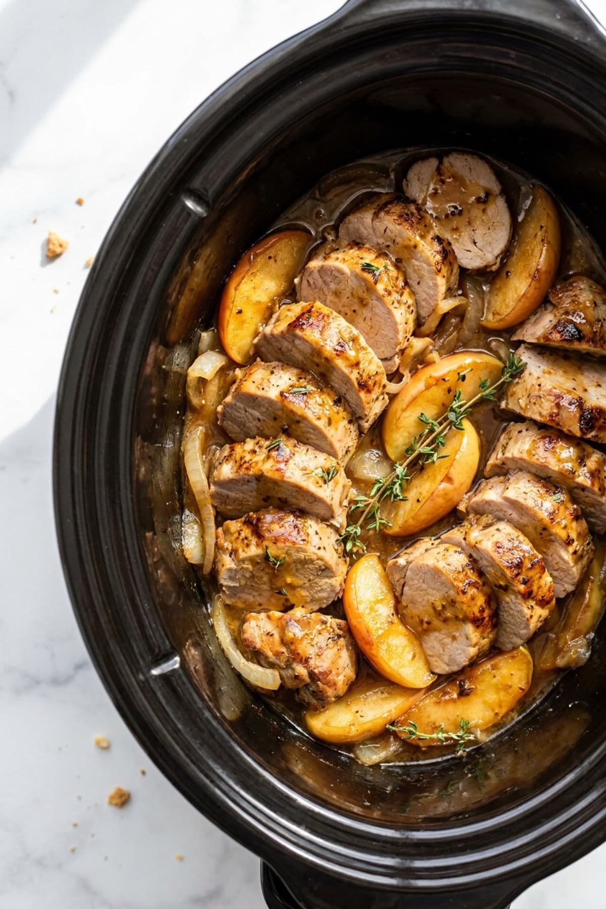 Crockpot Apple Dijon Pork Tenderloin