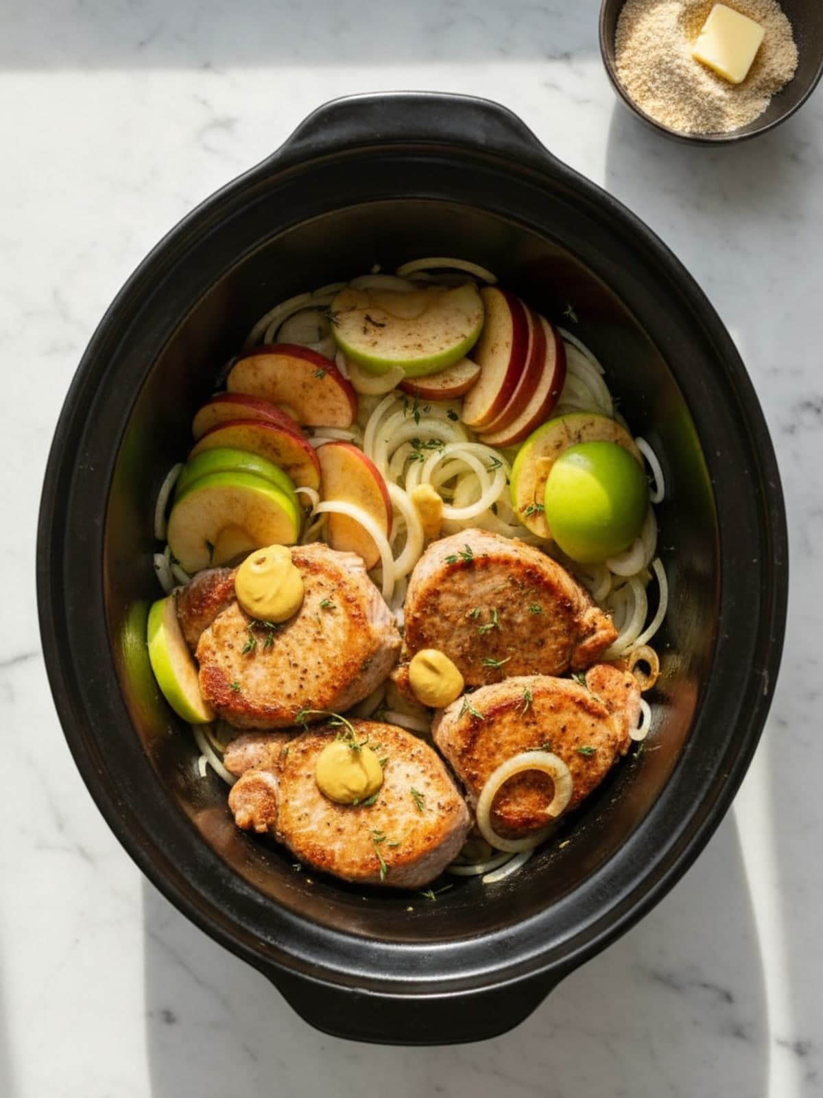 Apple Dijon Pork Tenderloin: Prepare the measured components