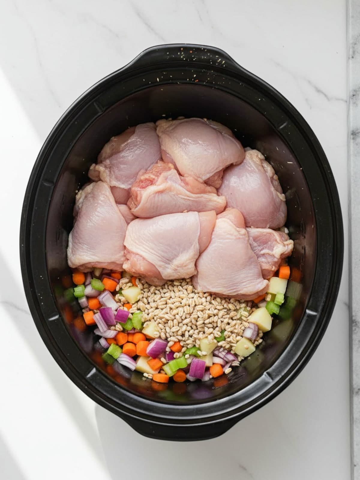 Crockpot Chicken Barley Soup: Build the soup base