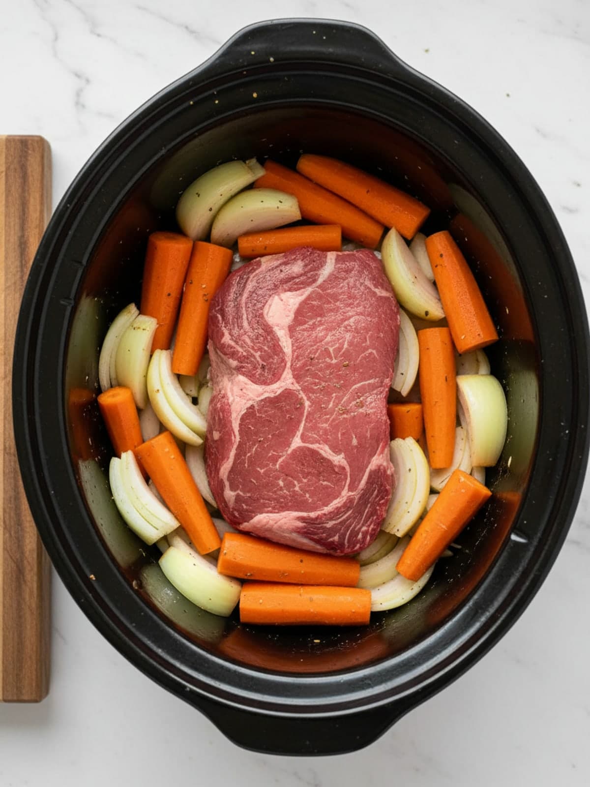 Crockpot Beef Roast with Onion Gravy: Make a vegetable platform