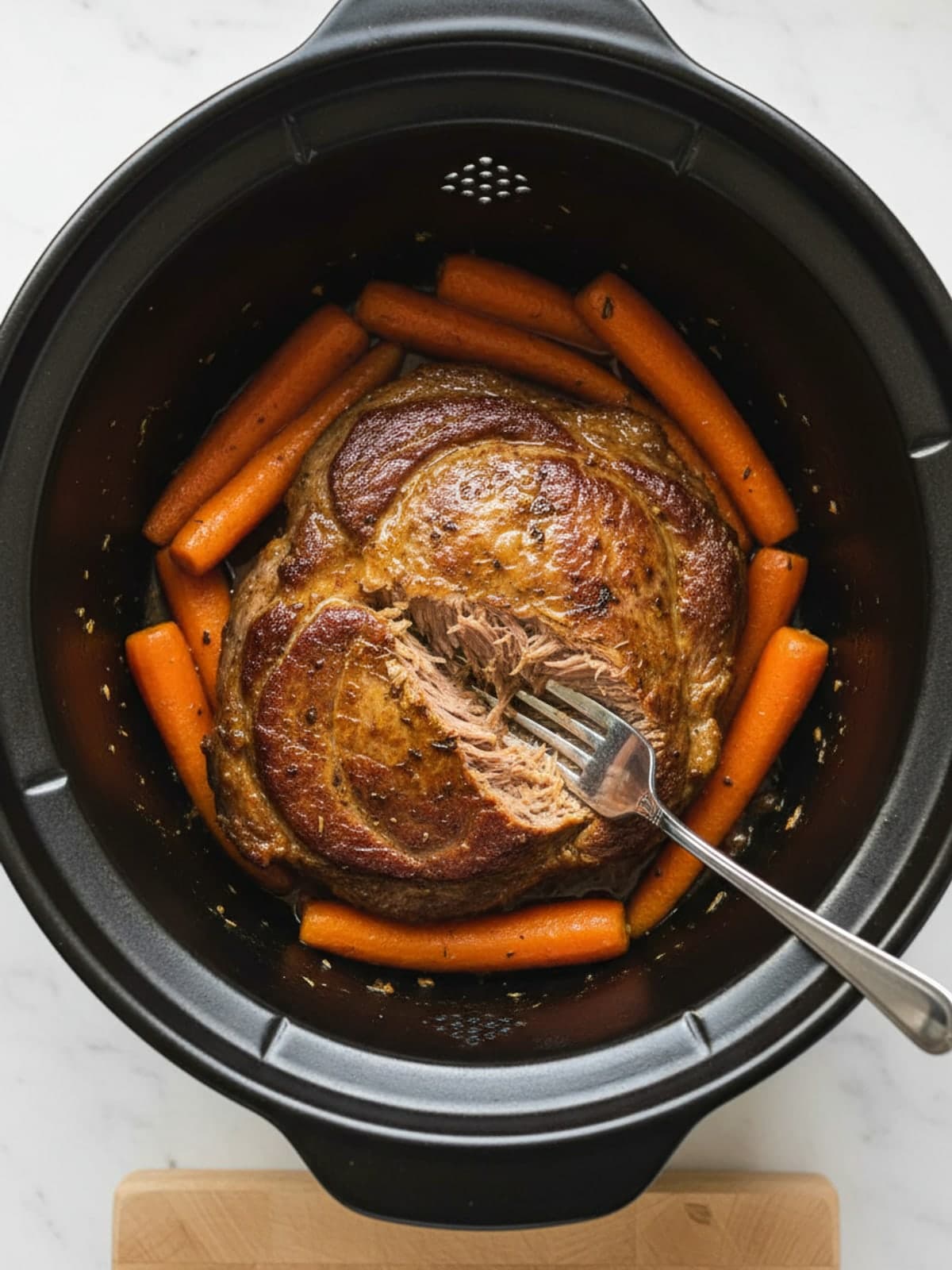 Crockpot Beef Roast with Onion Gravy: Check for a clean fork twist