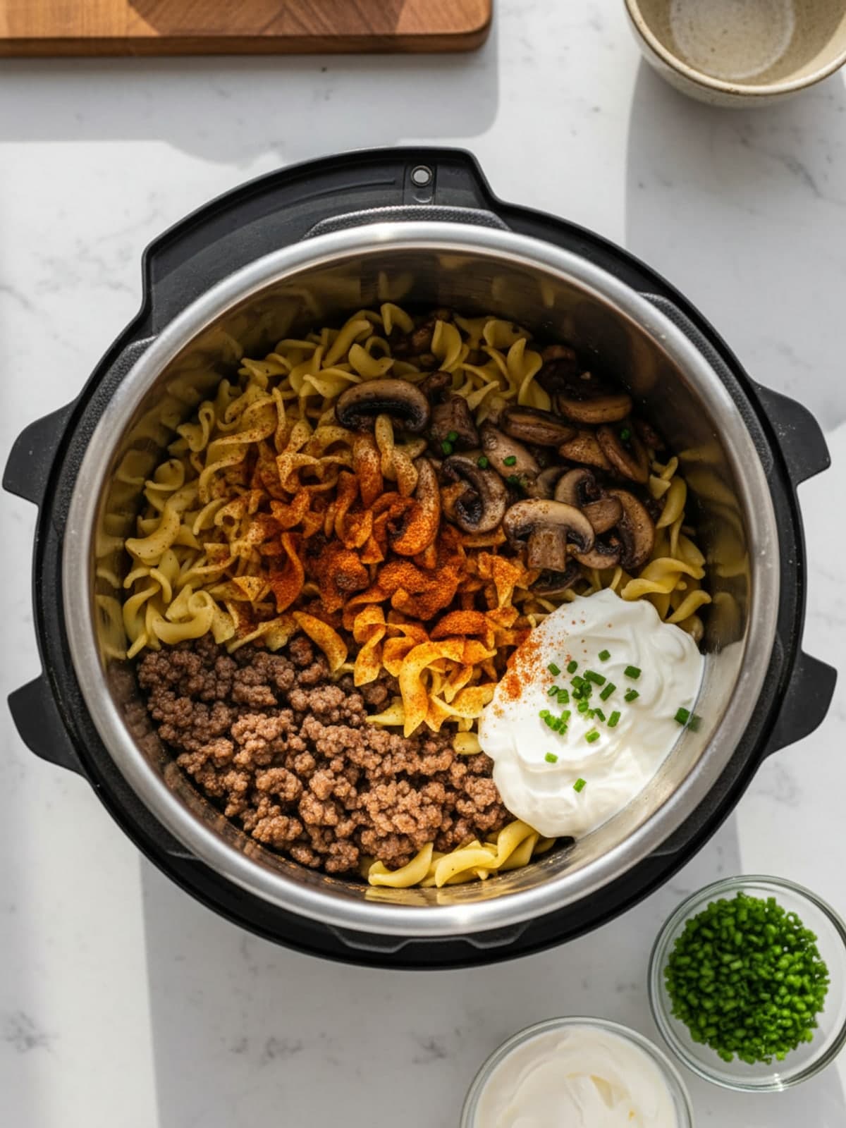 Ground Beef Stroganoff: Prepare the measured components
