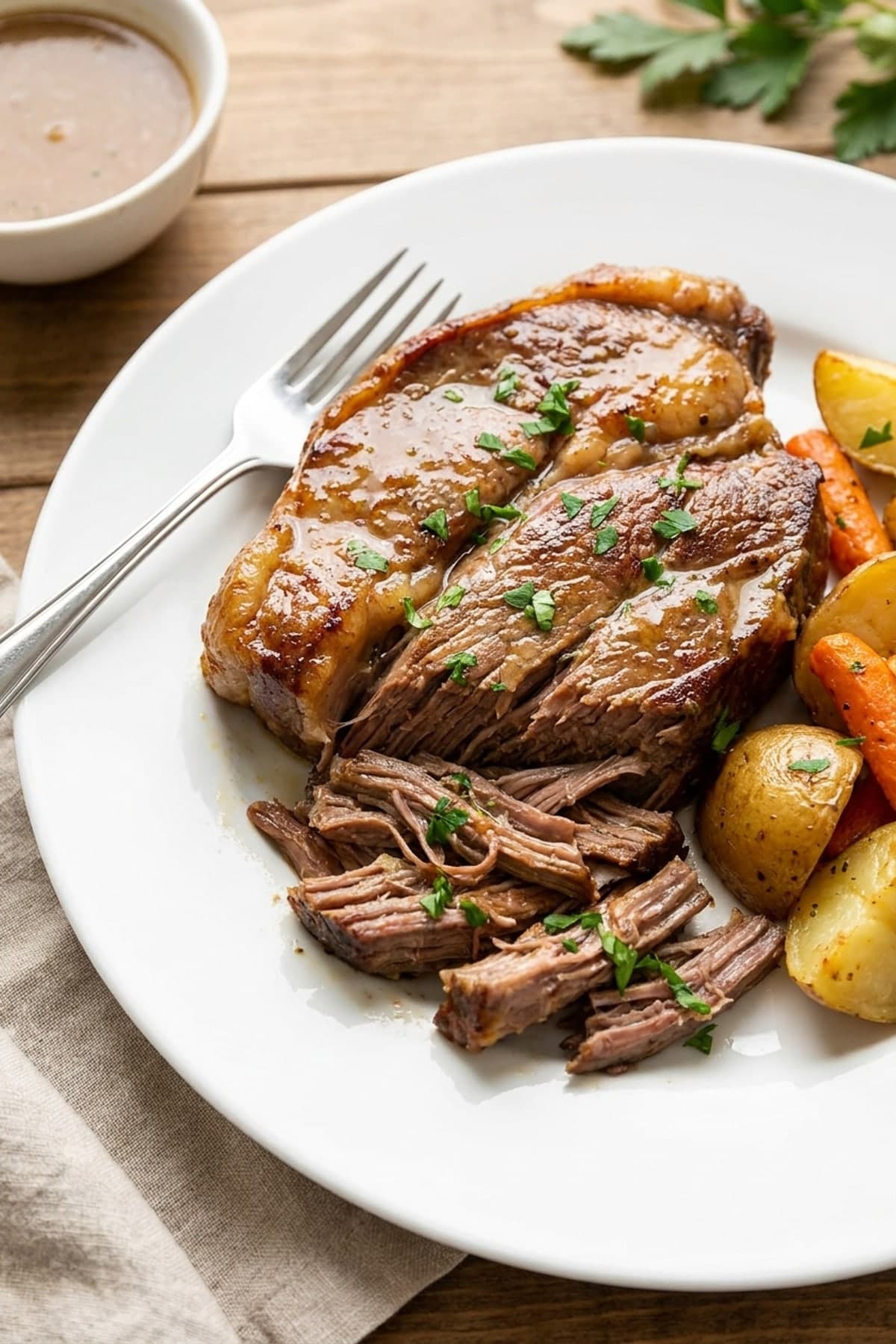 Juicy Instant Pot Chuck Roast ready to serve