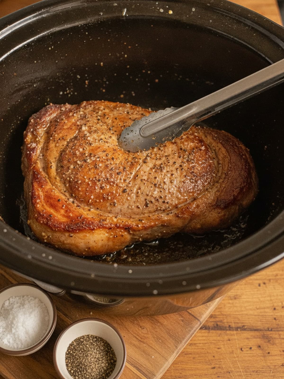 Juicy Instant Pot Chuck Roast: Season the roast