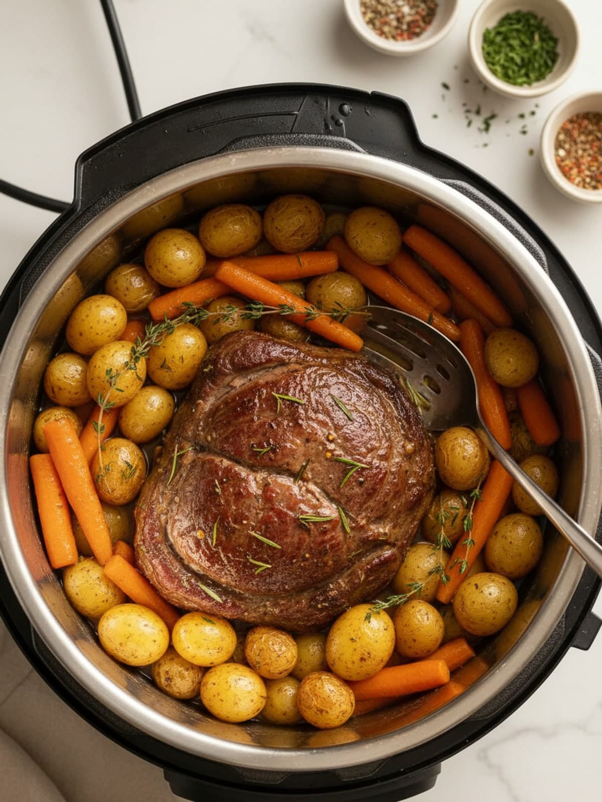 Juicy Instant Pot Chuck Roast: Arrange the vegetables