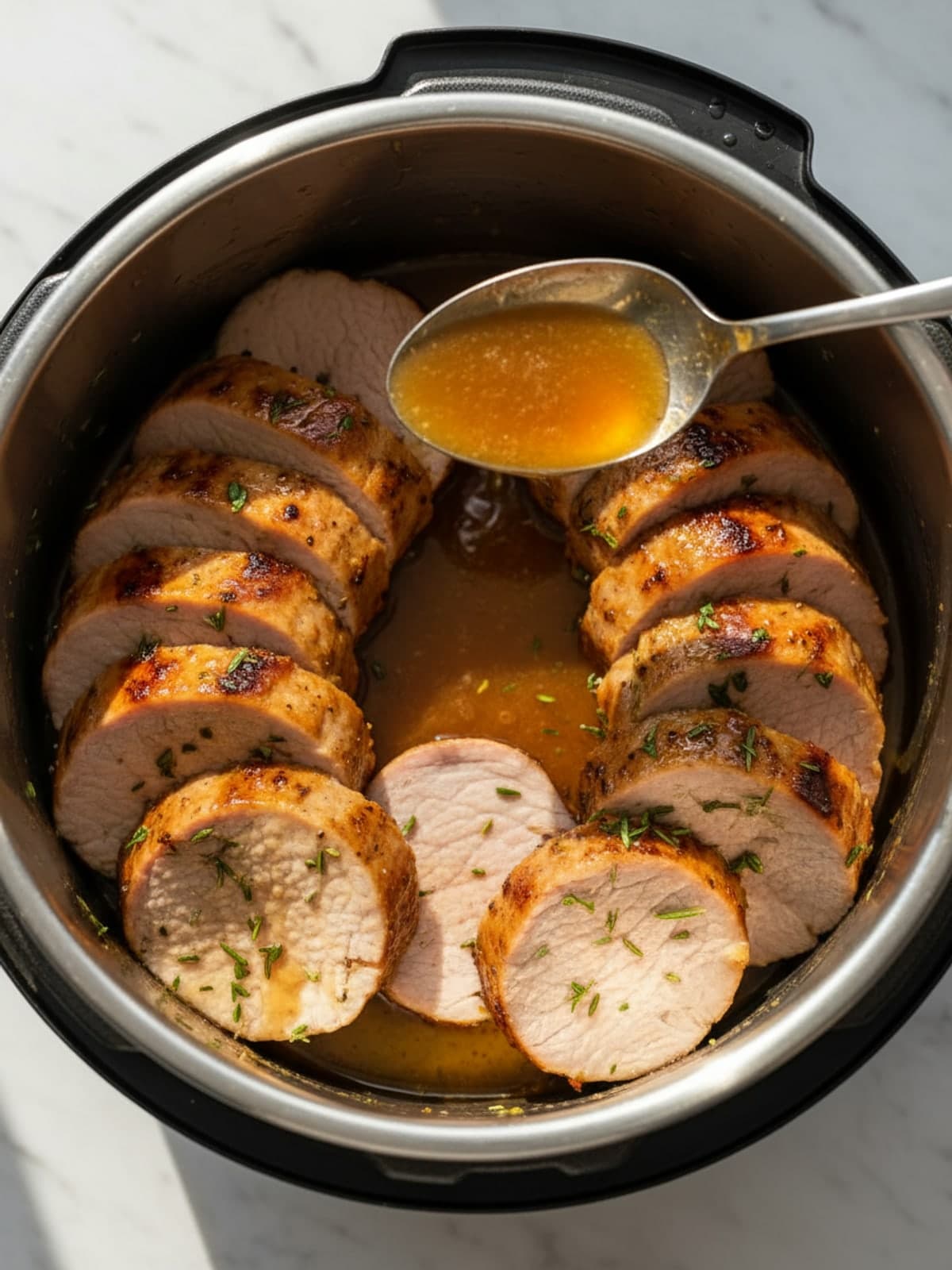 Apple Cider Pork Tenderloin: Cook to the visual checkpoint