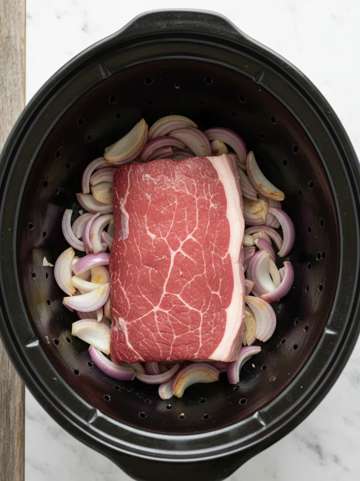 Slow Cooker Corned Beef and Cabbage: Build the vegetable rack