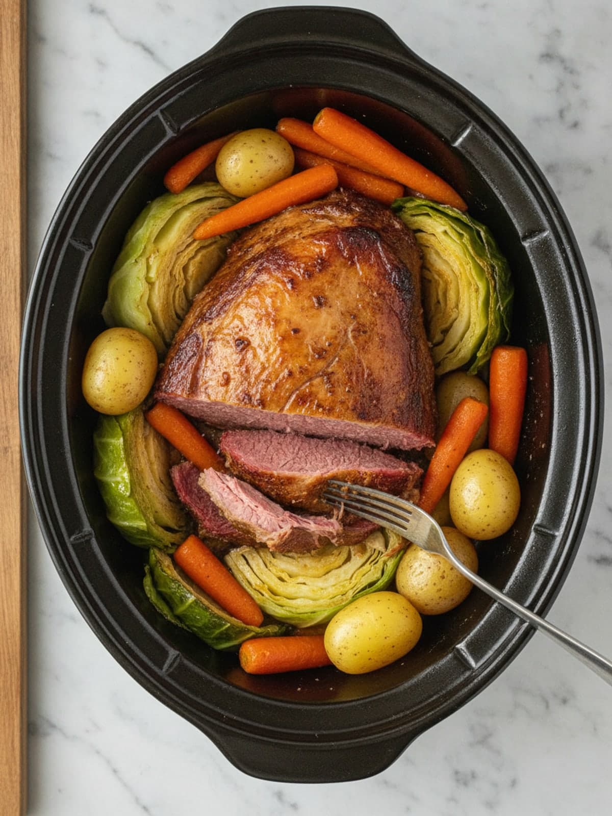 Slow Cooker Corned Beef and Cabbage: Add cabbage for the final hour