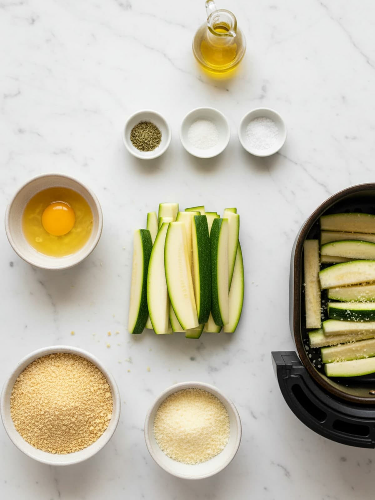 Ingredients for Parmesan Panko Air Fryer Zucchini Spears