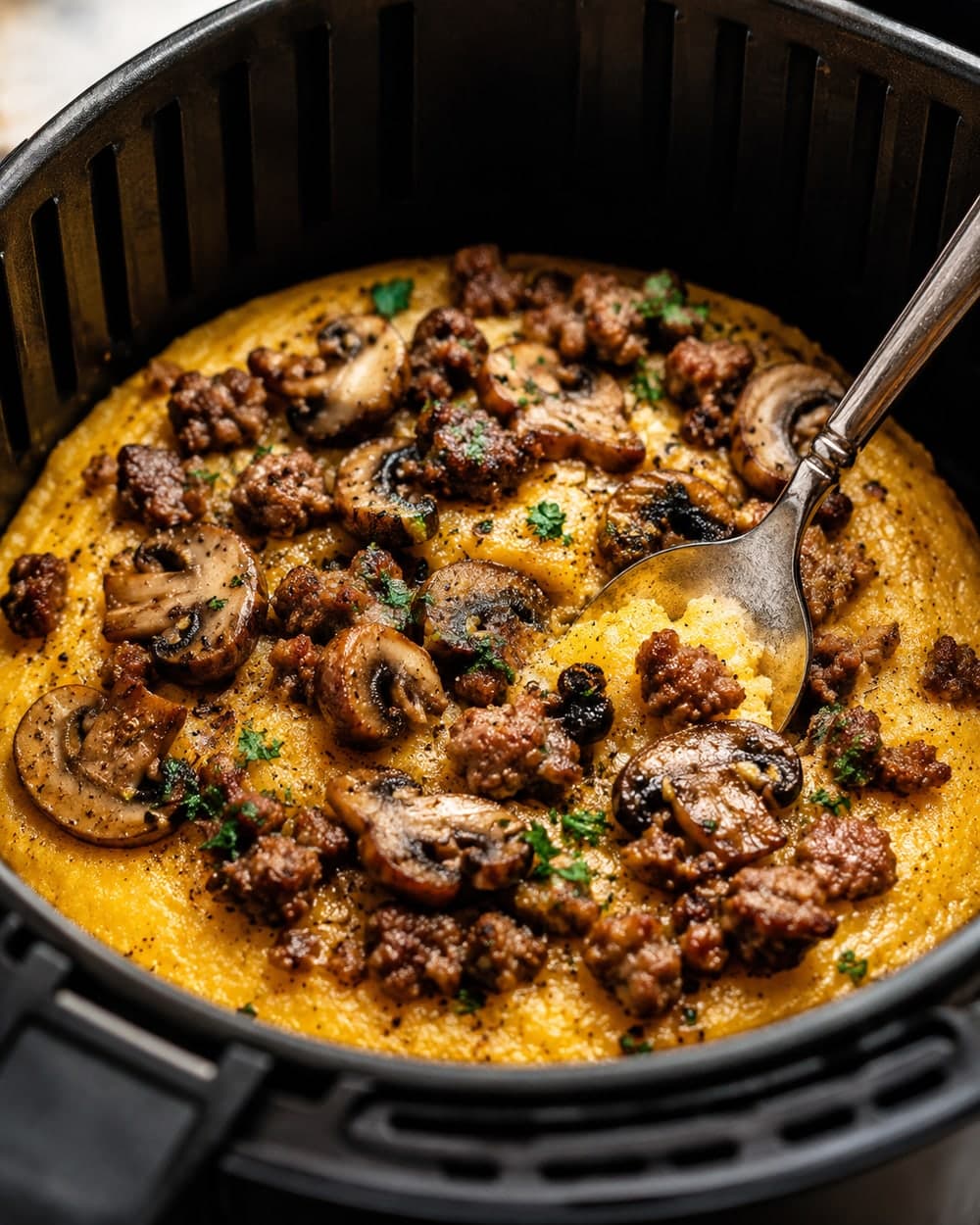 Mushroom Polenta With Sausage