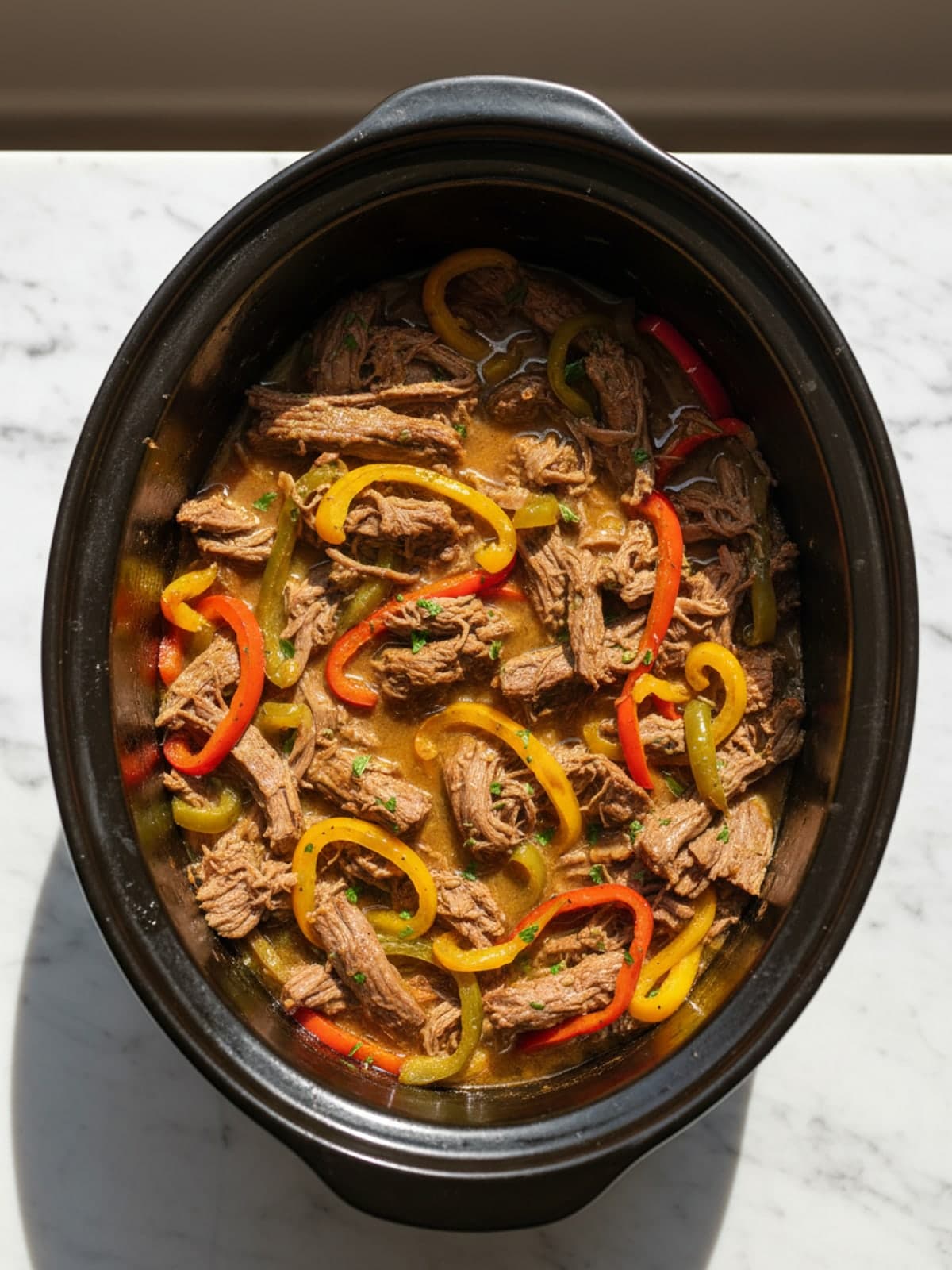 Italian Beef Roast with Peppers: Cook to the visual checkpoint