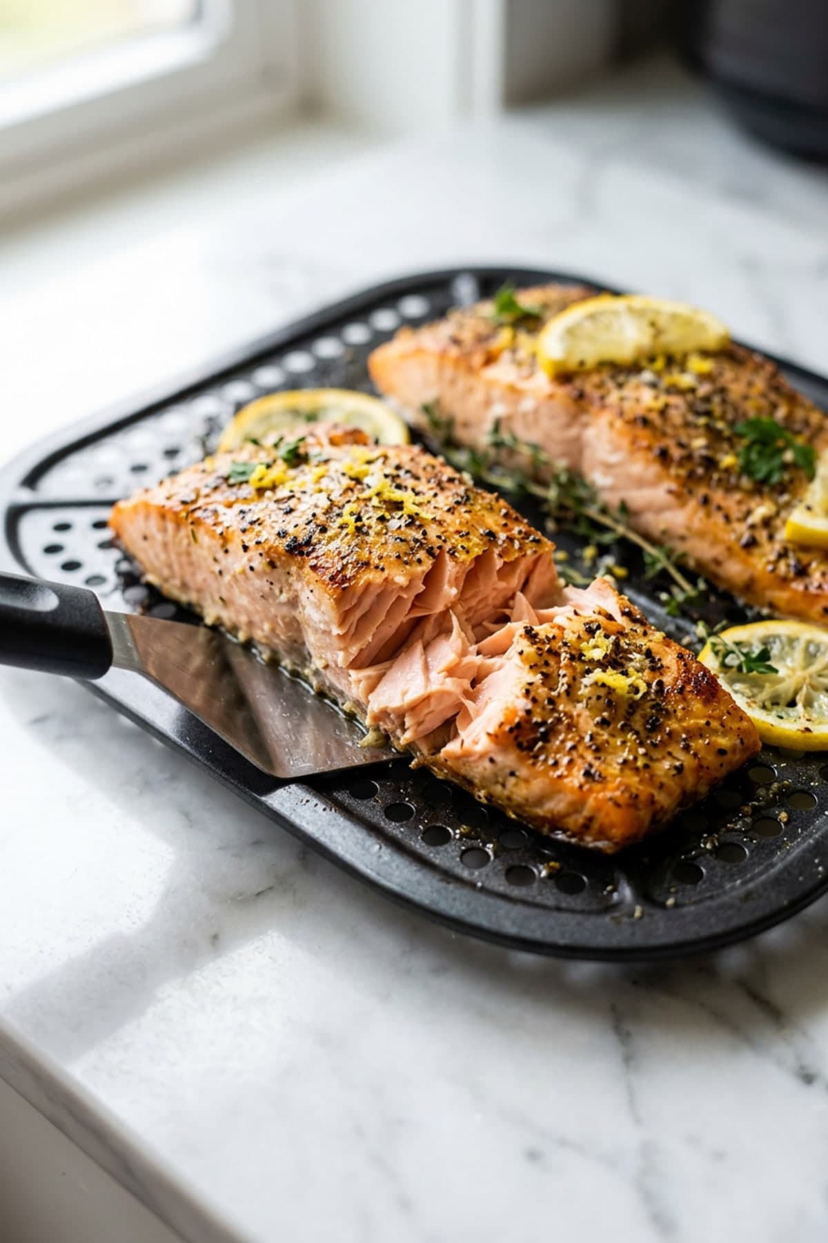 Lemon Pepper Salmon ready to serve