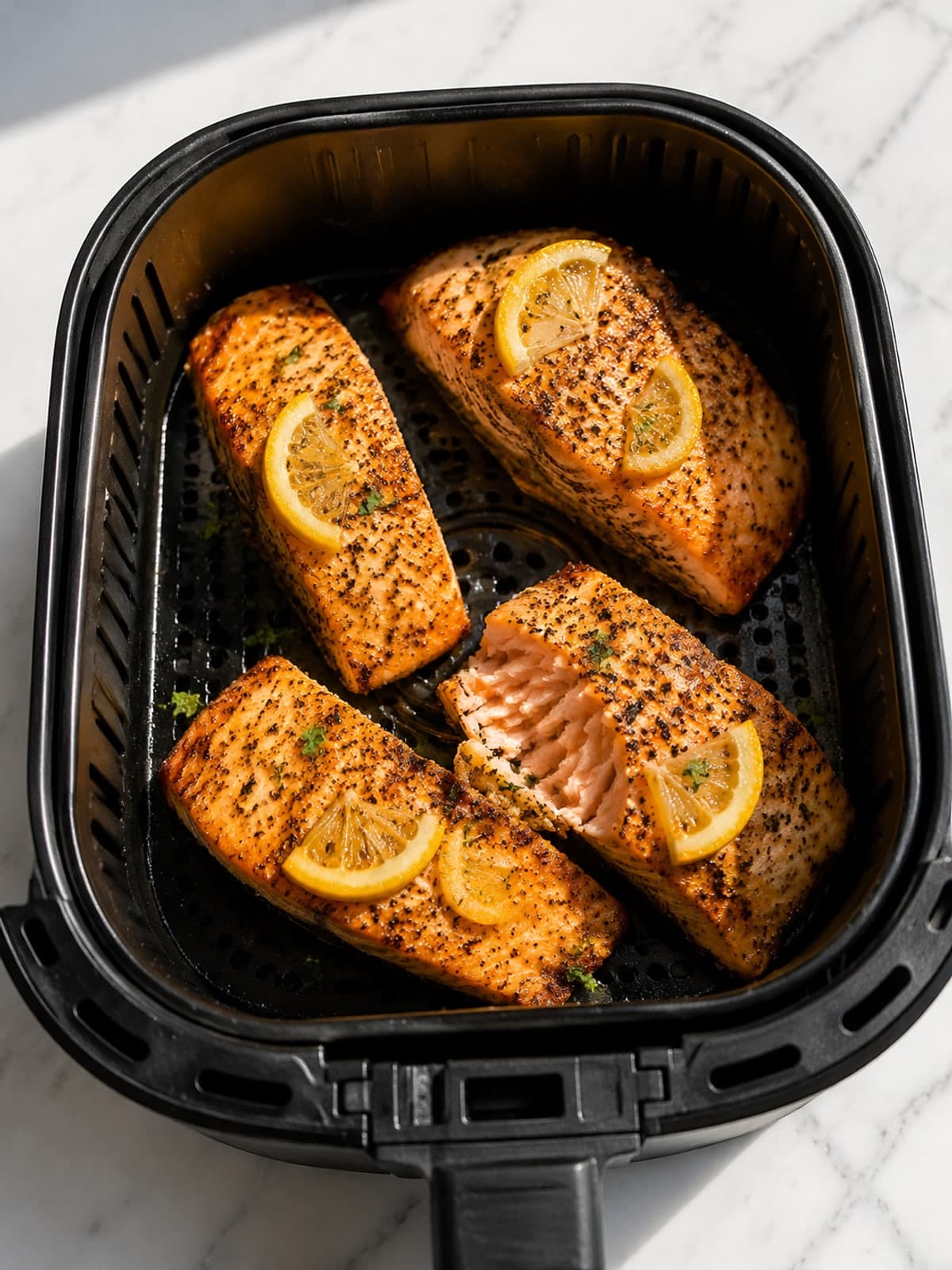 Lemon Pepper Salmon: Cook to the visual checkpoint