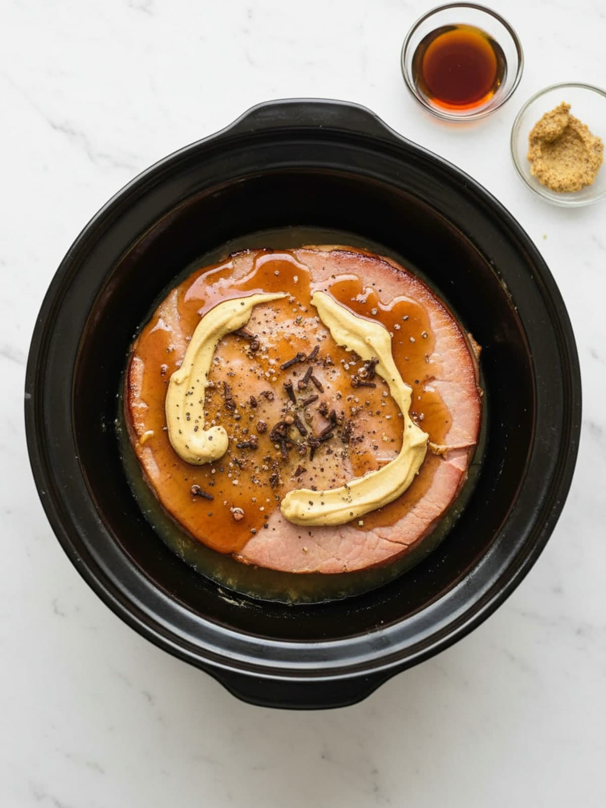 Maple Mustard Ham: Prepare the measured components