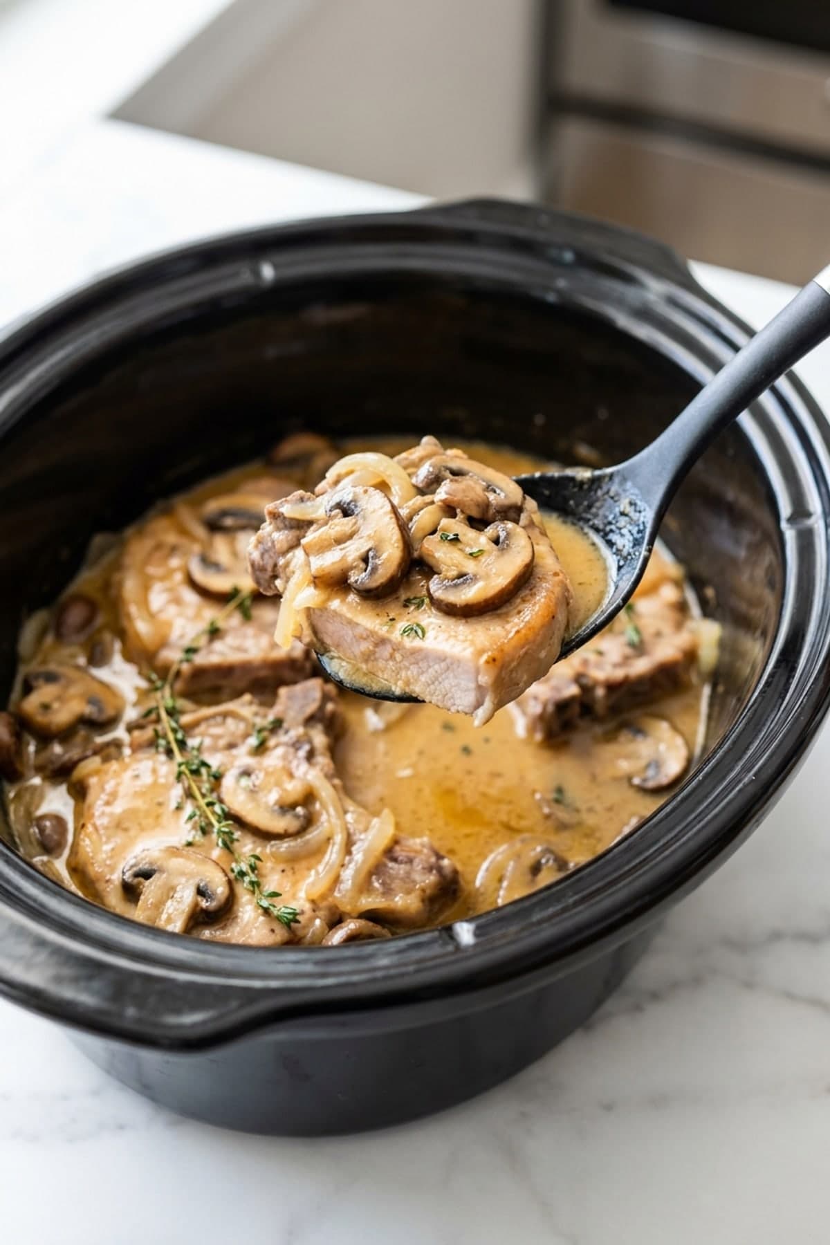 Mushroom Pork Chops ready to serve