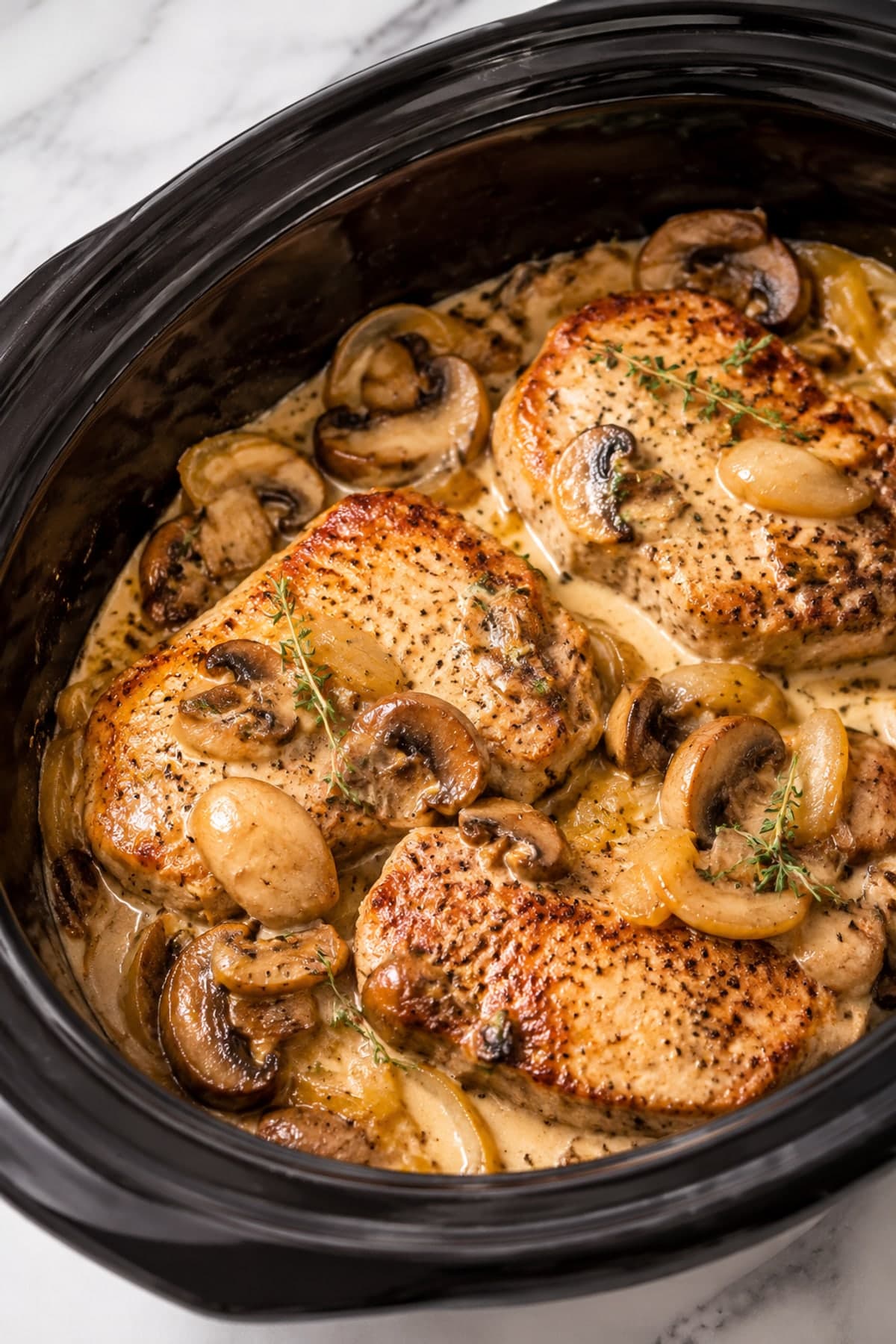 Slow Cooker Mushroom Pork Chops
