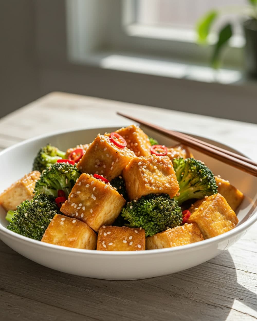 Crispy Tofu Broccoli Bowls