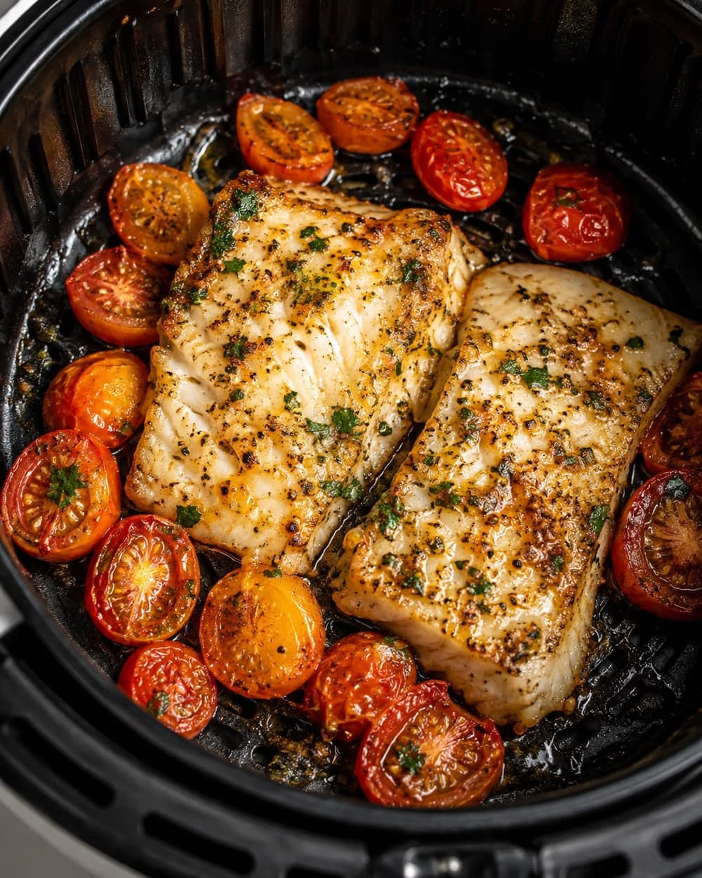Garlic Butter Cod Tomatoes