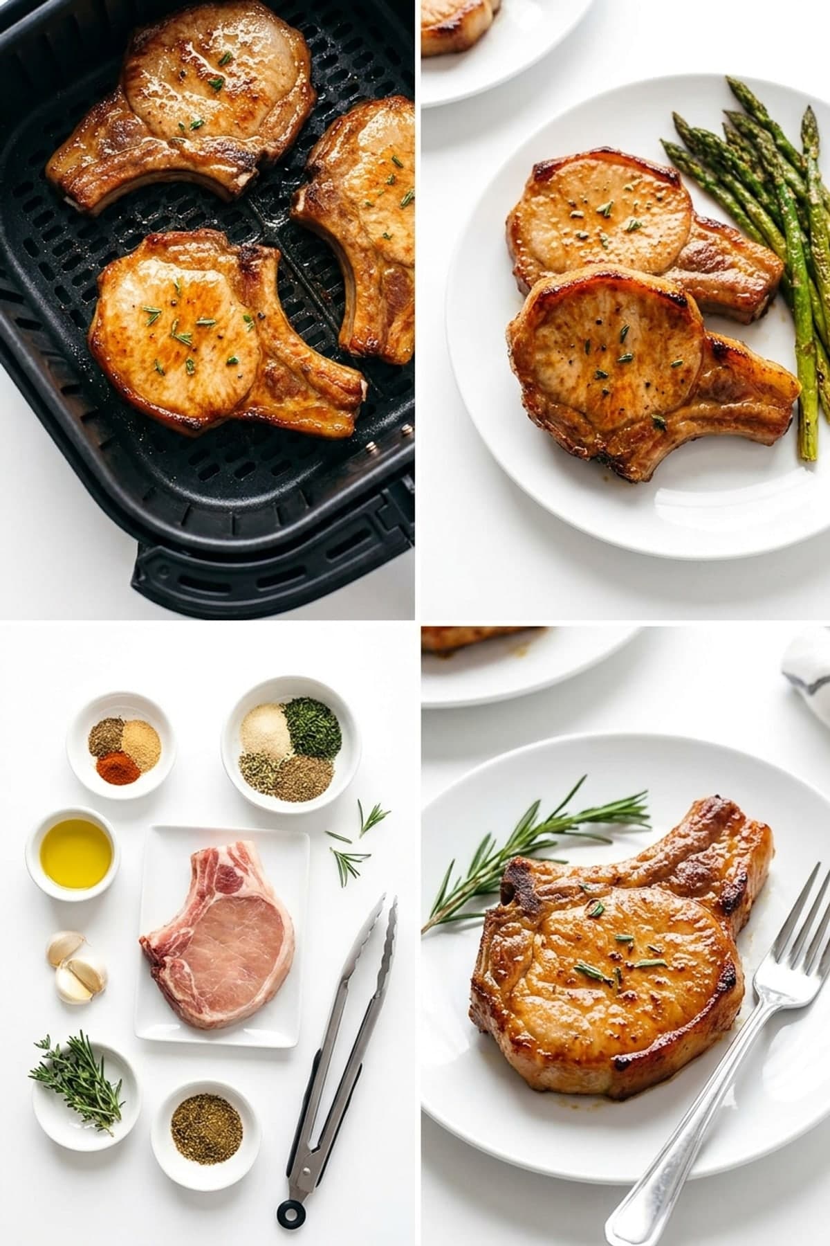 Juicy Air Fryer Bone-In Pork Chops ready to serve