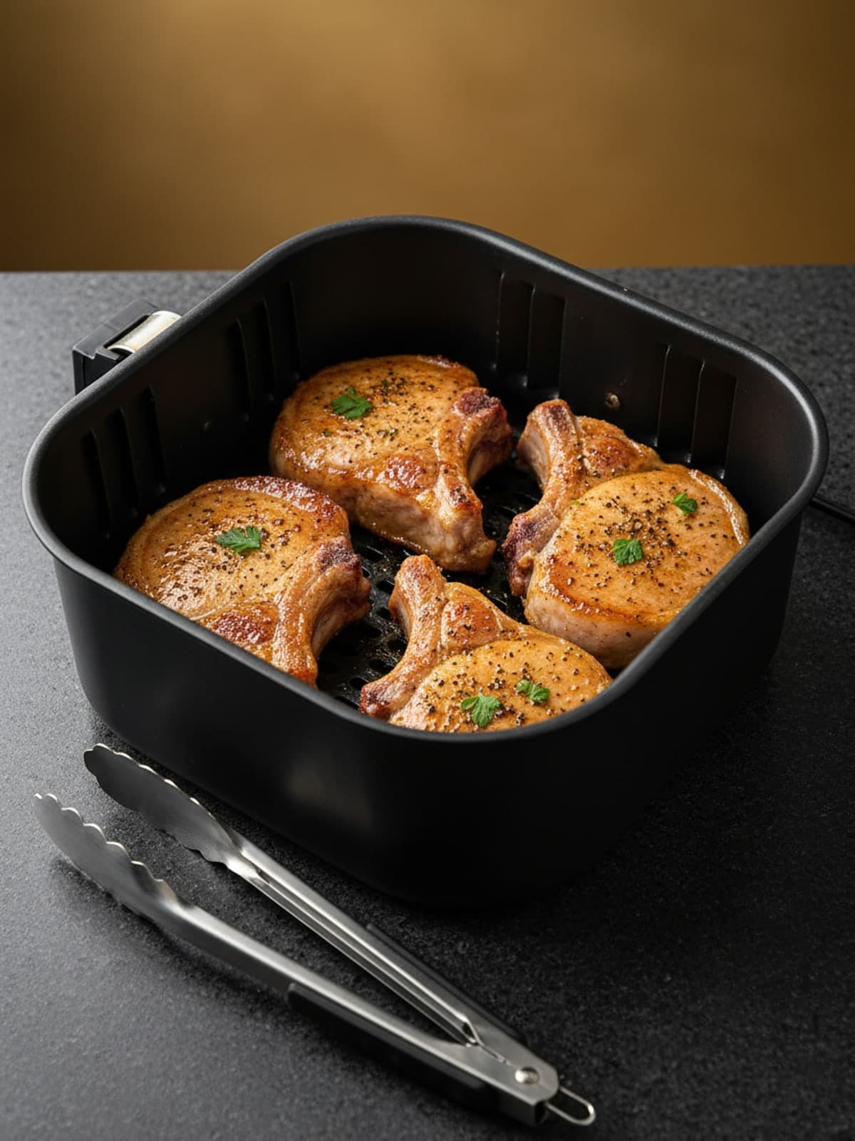 Juicy Air Fryer Bone-In Pork Chops: Arrange with space