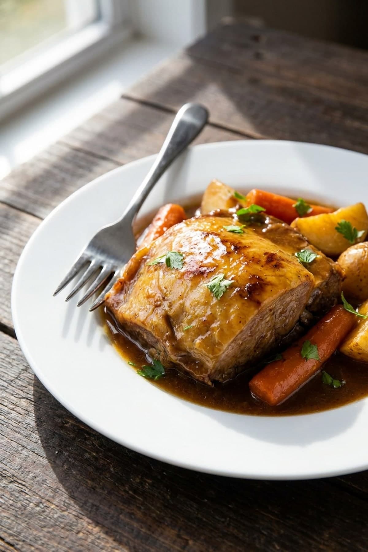 Before-Work Slow Cooker Pot Roast ready to serve