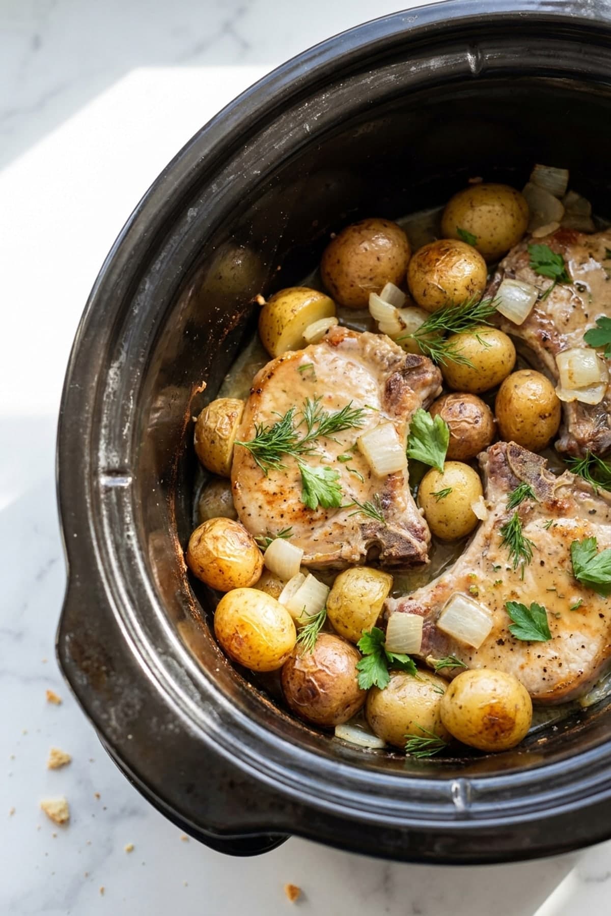 Crockpot Ranch Pork Chops with Potatoes