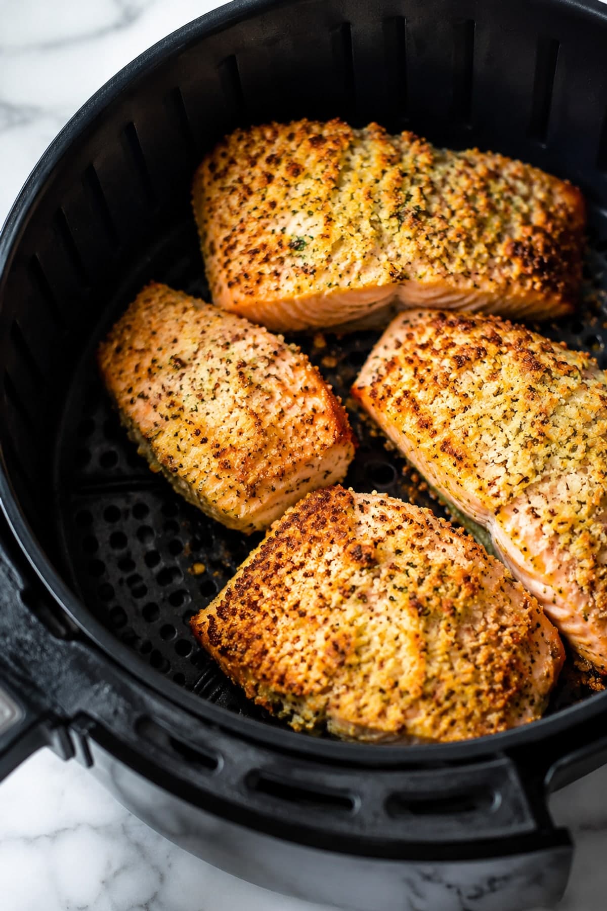 Air Fryer Salmon with Mustard Herb Crust