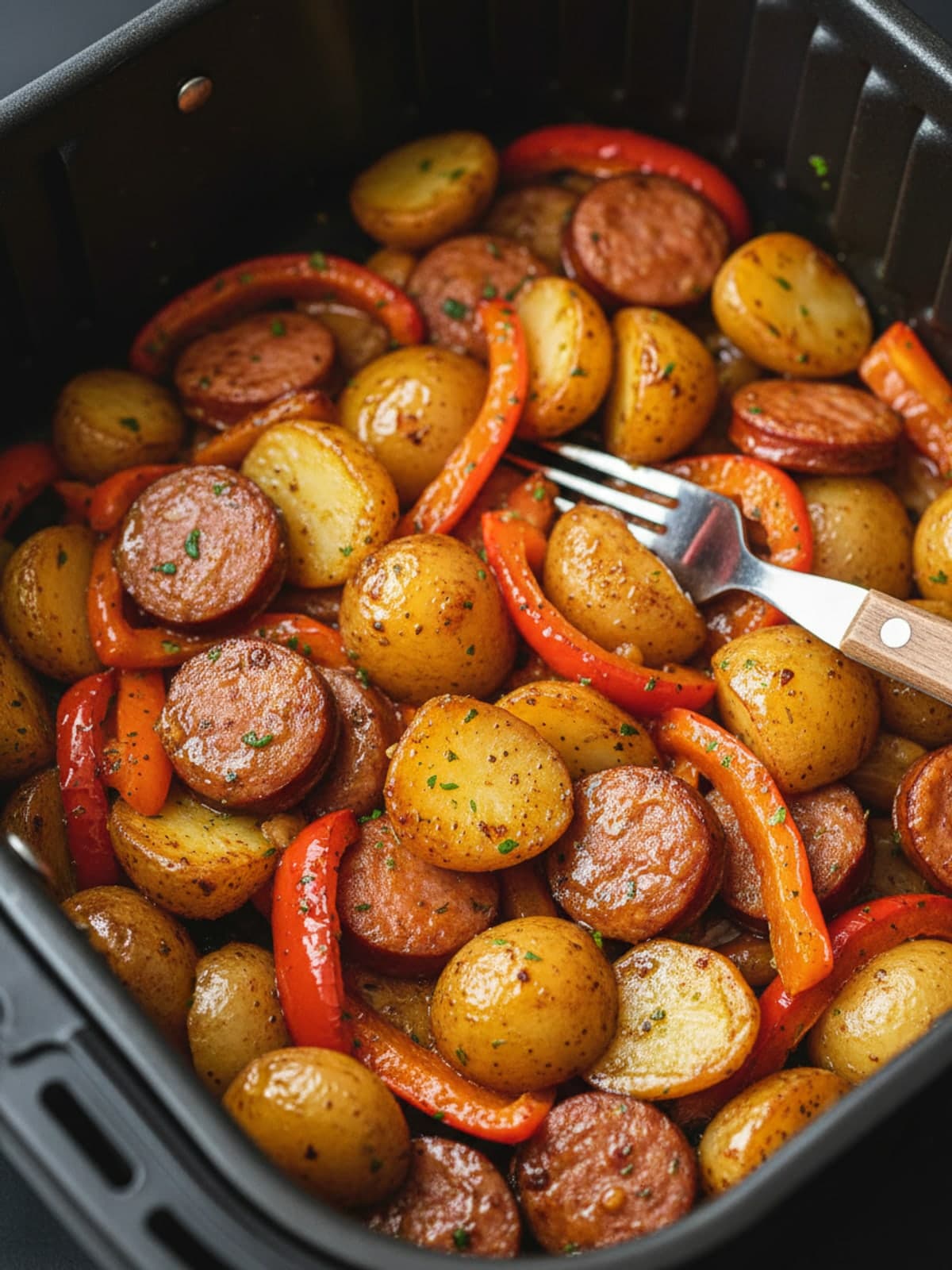 Sheet Pan Sausage, Peppers and Potatoes: Mix the glaze