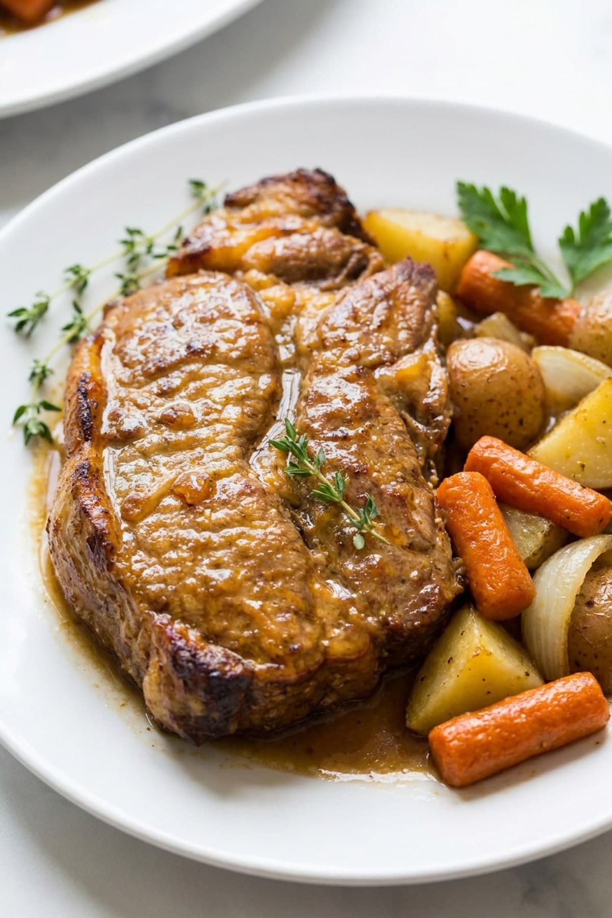 No-Browning Slow Cooker Beef Roast ready to serve