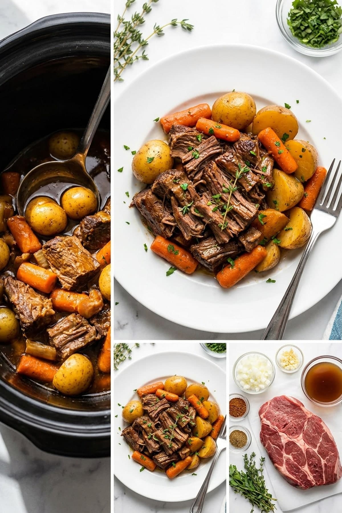 No-Brown Slow Cooker Chuck Roast ready to serve