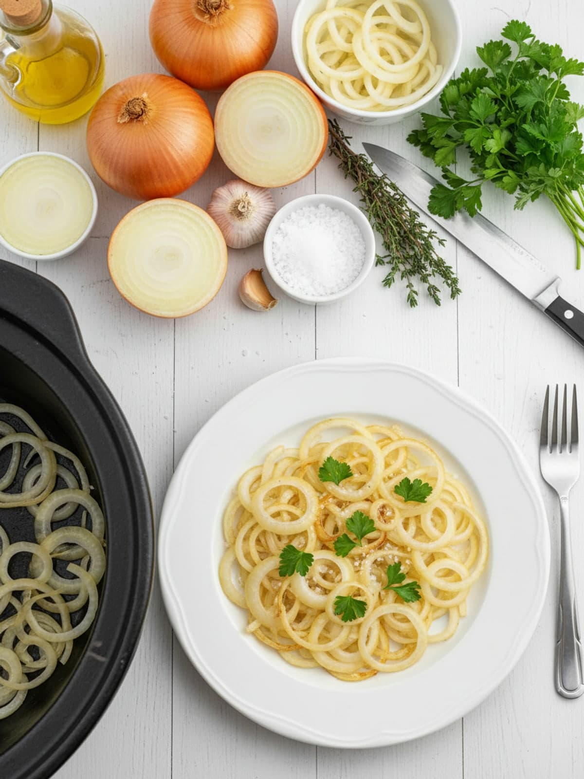 No-Brown Slow Cooker Chuck Roast: Build the onion base
