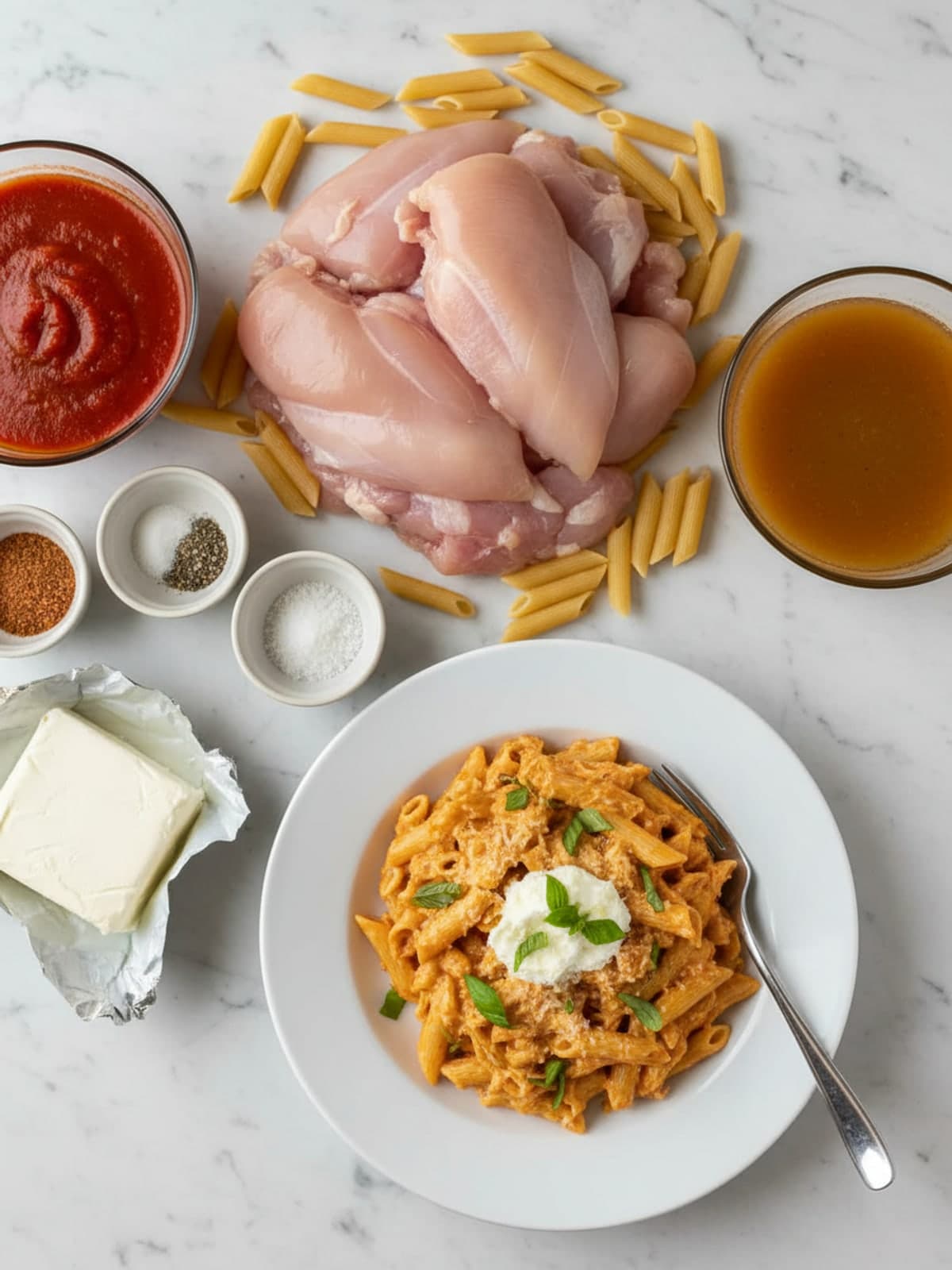 Ingredients for Slow Cooker Creamy Chicken Penne