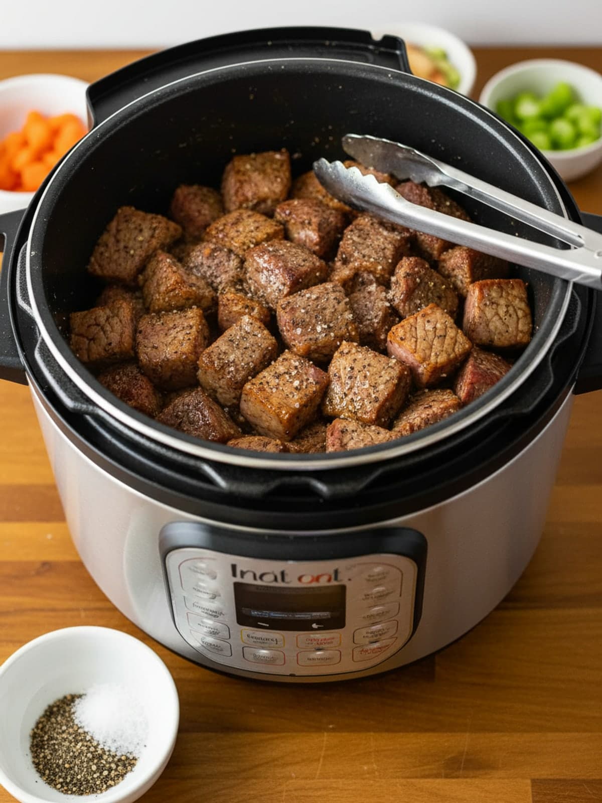 Tender Instant Pot Beef Stew: Prep the beef
