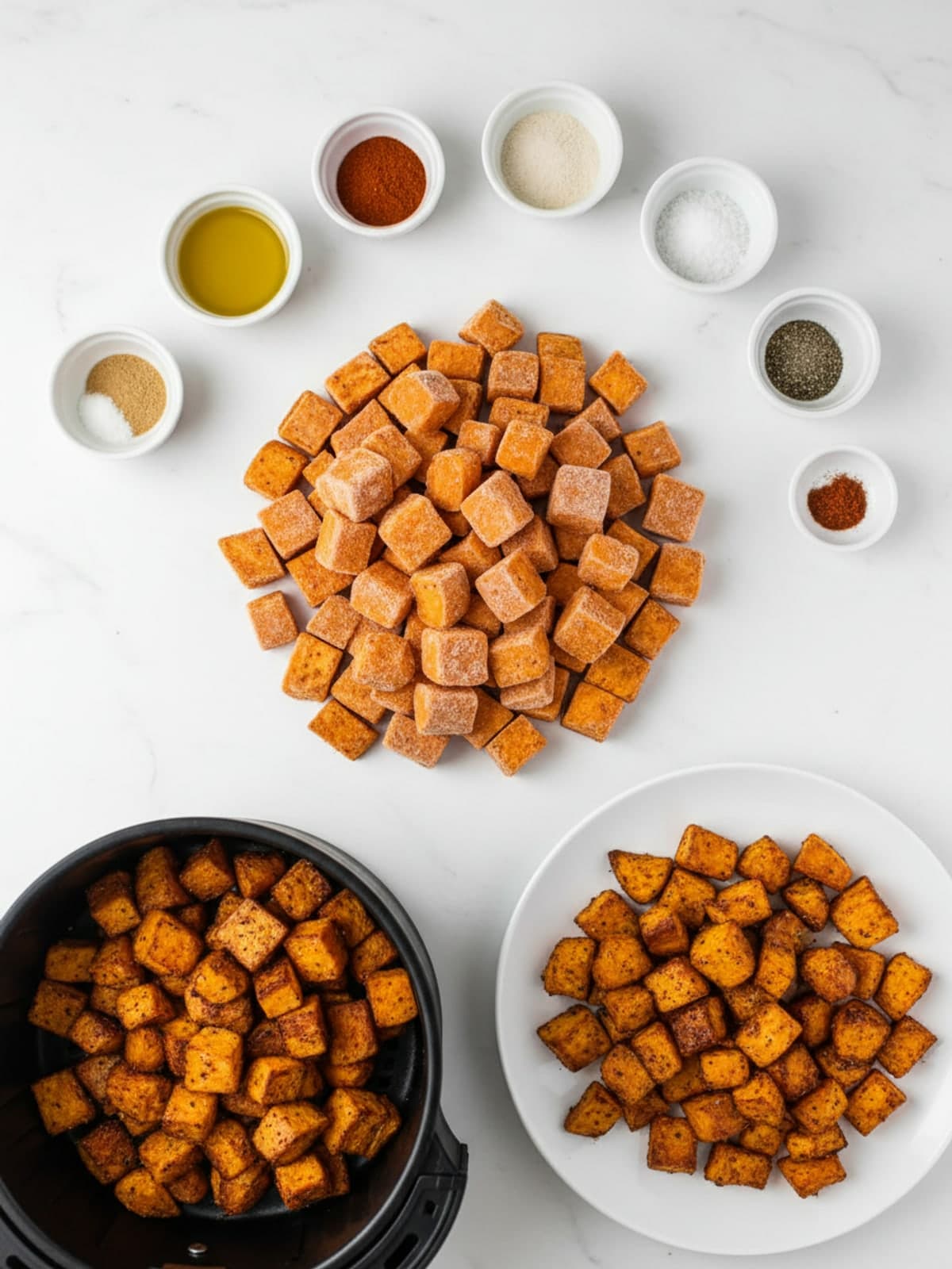 Ingredients for Air Fryer Frozen Sweet Potato Cubes