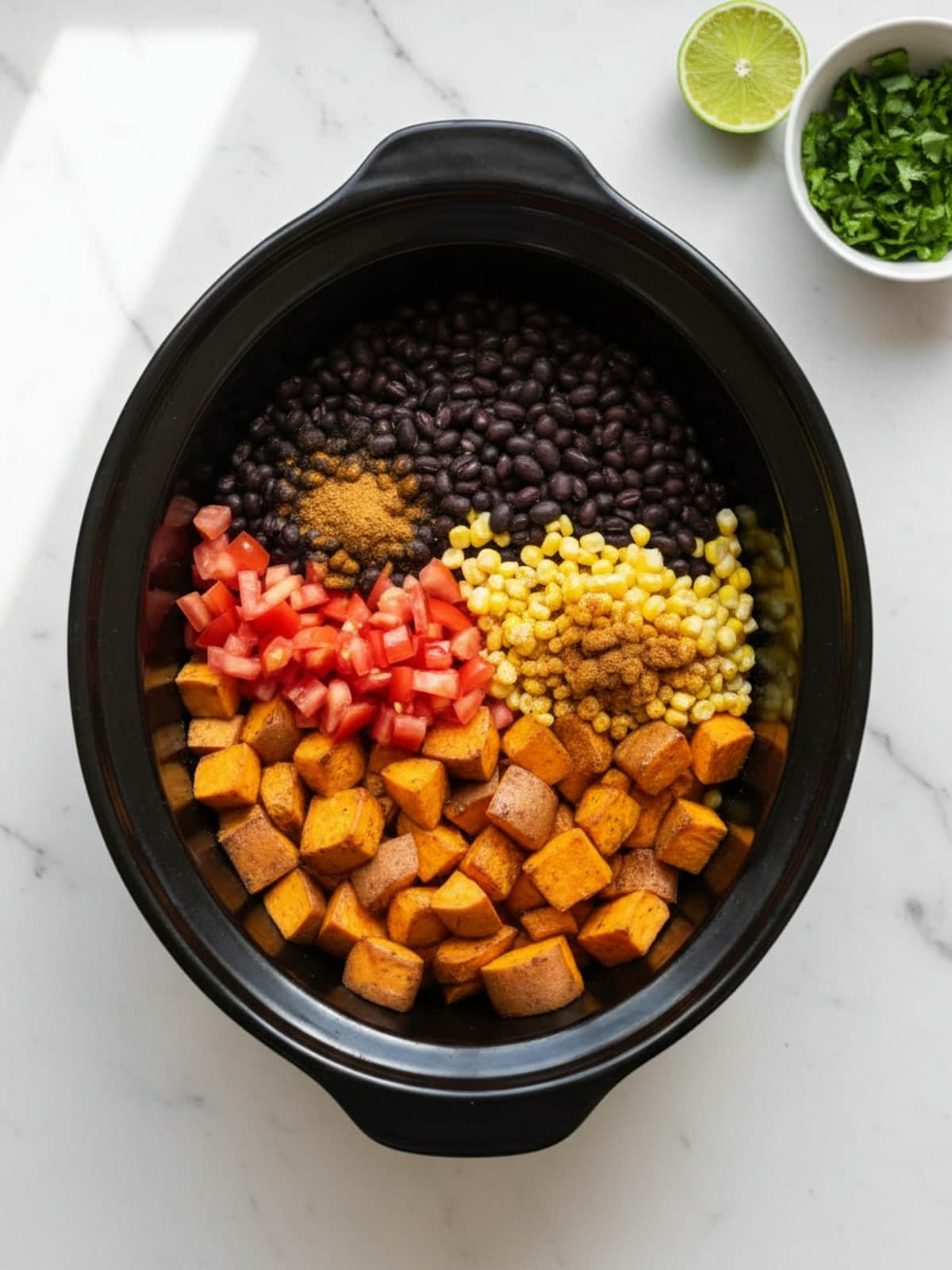 Sweet Potato Black Bean Soup: Prepare the measured components