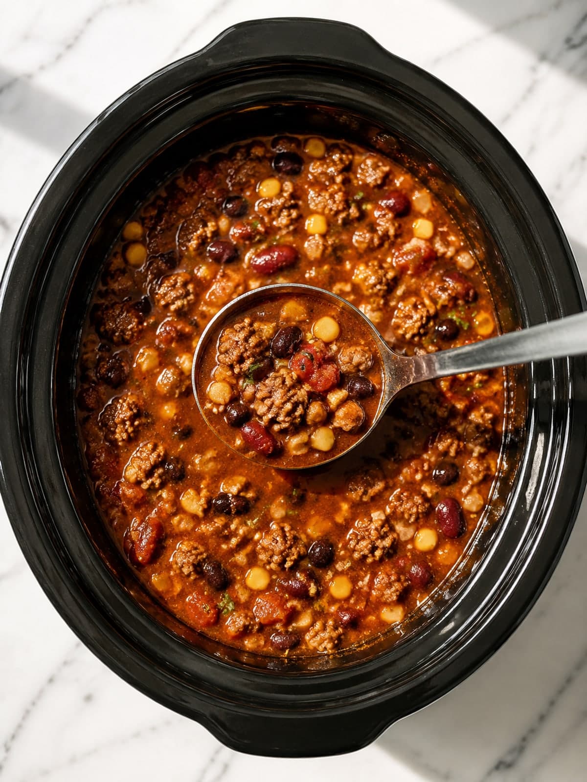 Ground Beef Taco Soup: Cook to the visual checkpoint