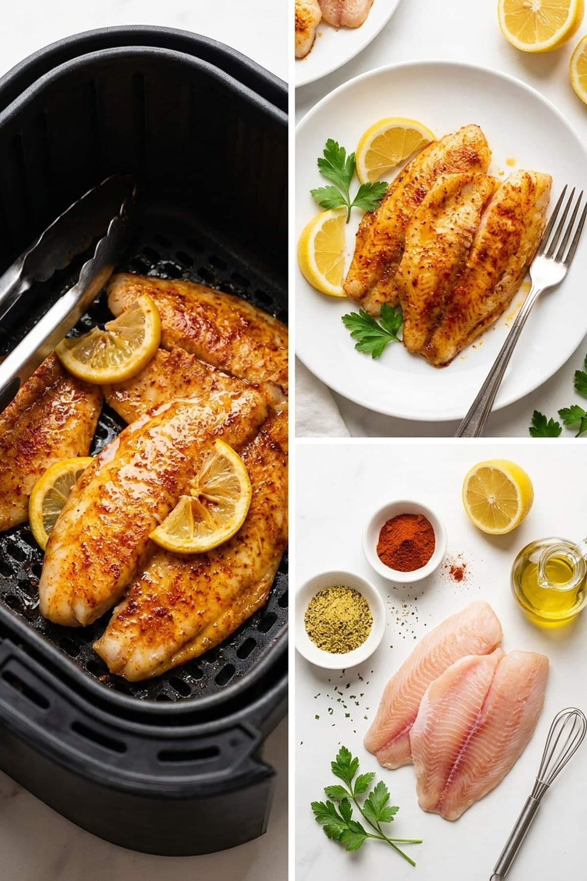Lemon Paprika Air Fryer Tilapia ready to serve