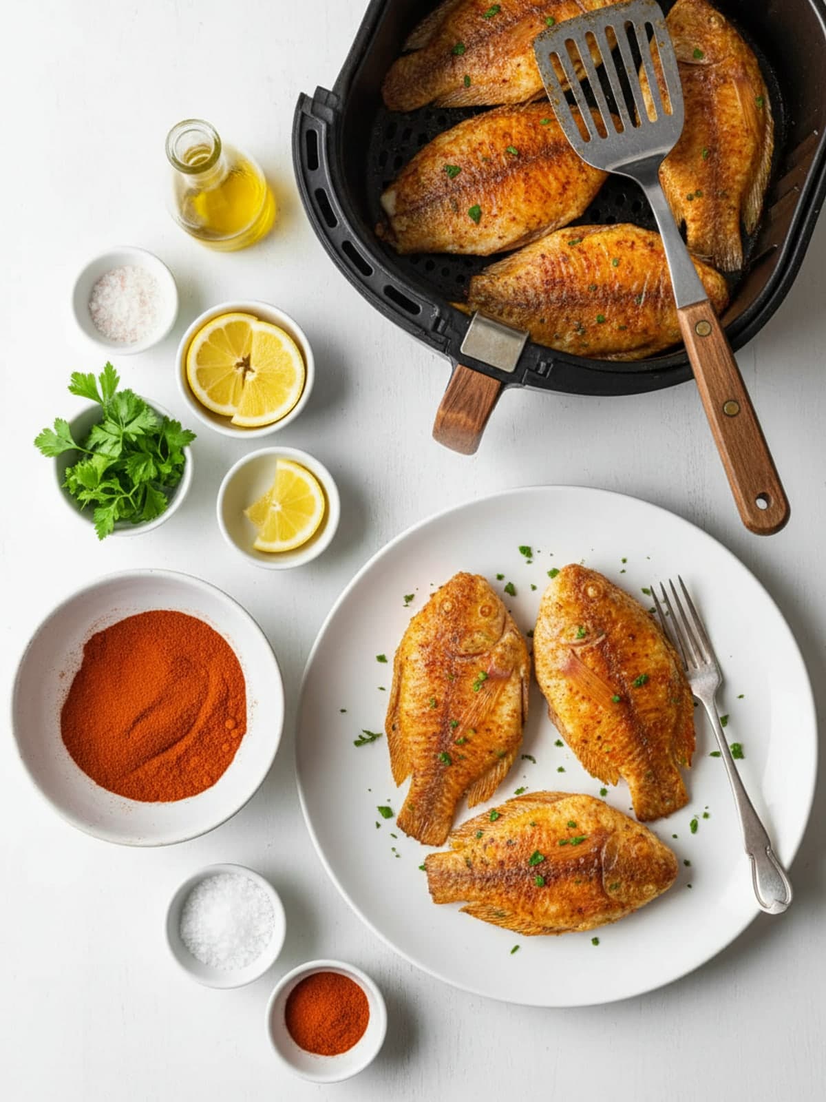 Lemon Paprika Air Fryer Tilapia: Arrange with gaps
