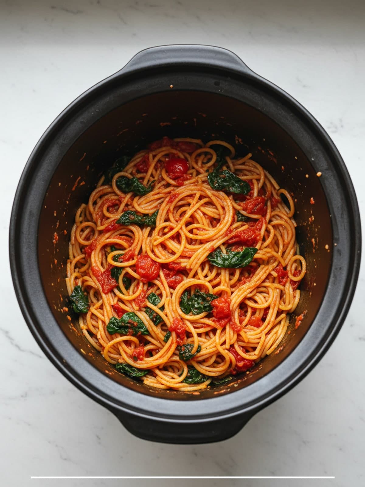 One Pot Tomato Spinach Pasta: Read the sauce trail