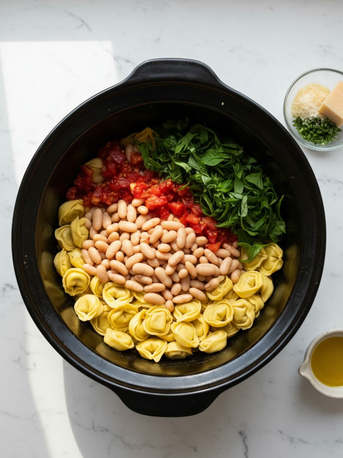 White Bean Tortellini Soup: Prepare the measured components