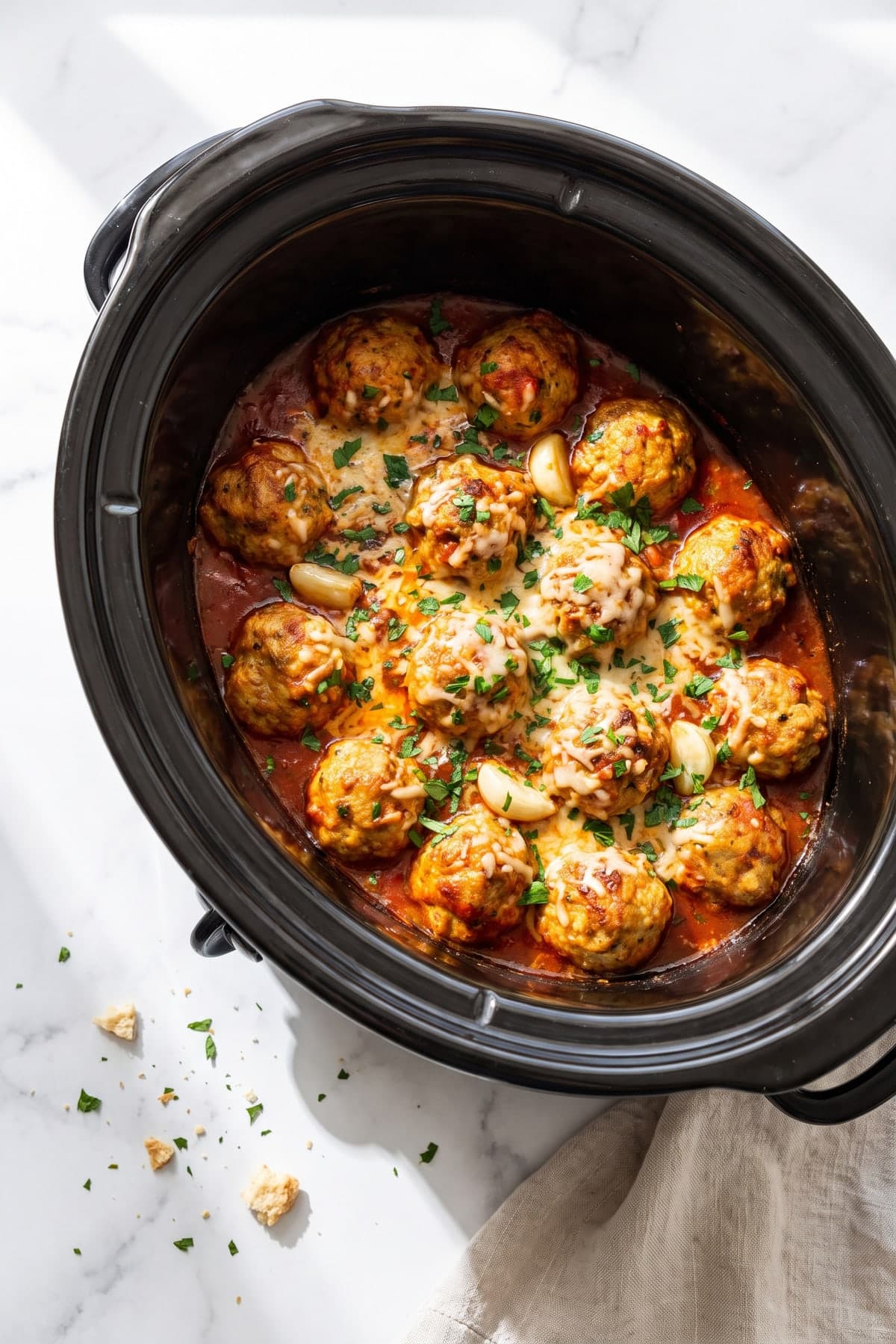 Crockpot Turkey Meatballs in Marinara