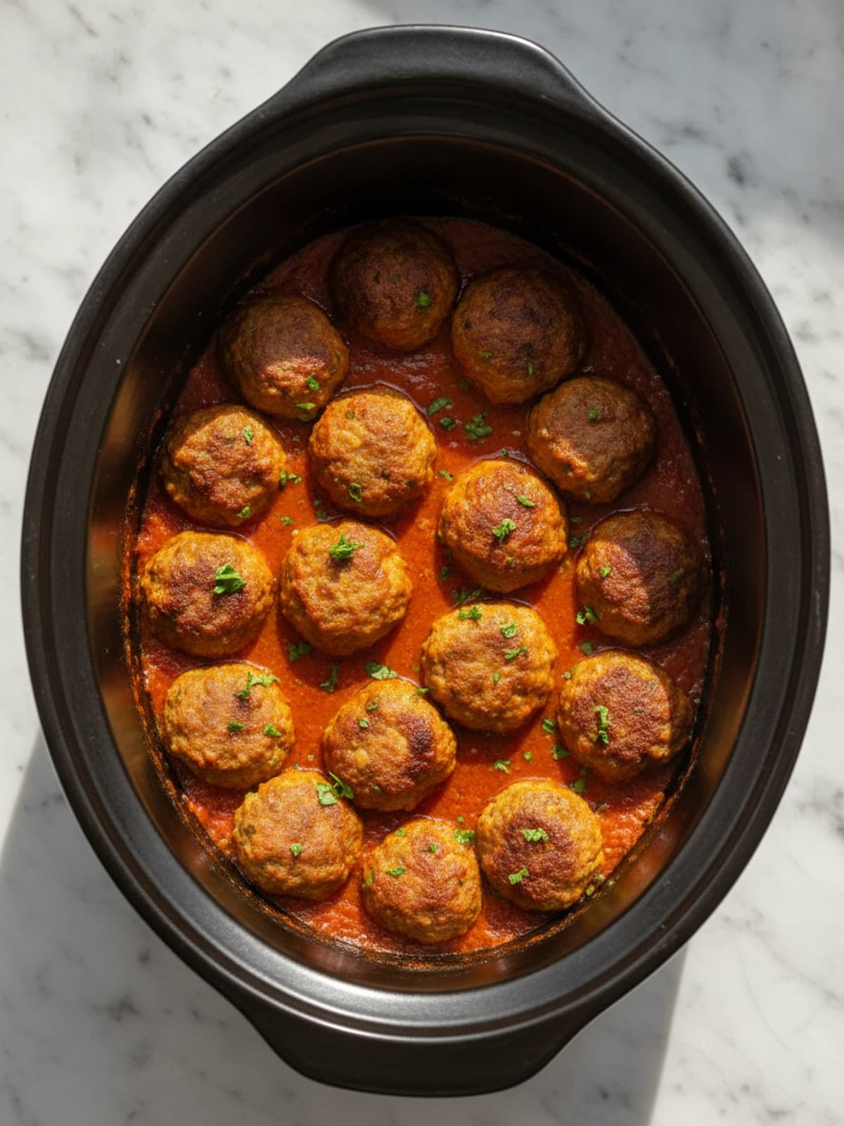 Turkey Meatballs in Marinara: Cook to the visual checkpoint