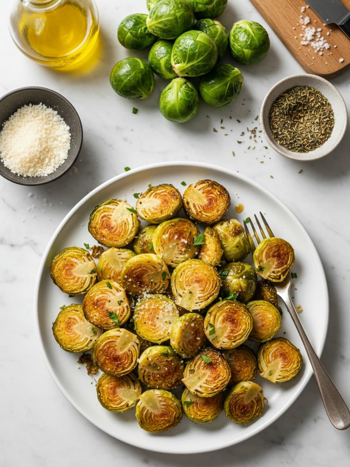 Air Fryer Parmesan Brussels Sprouts: Load with space