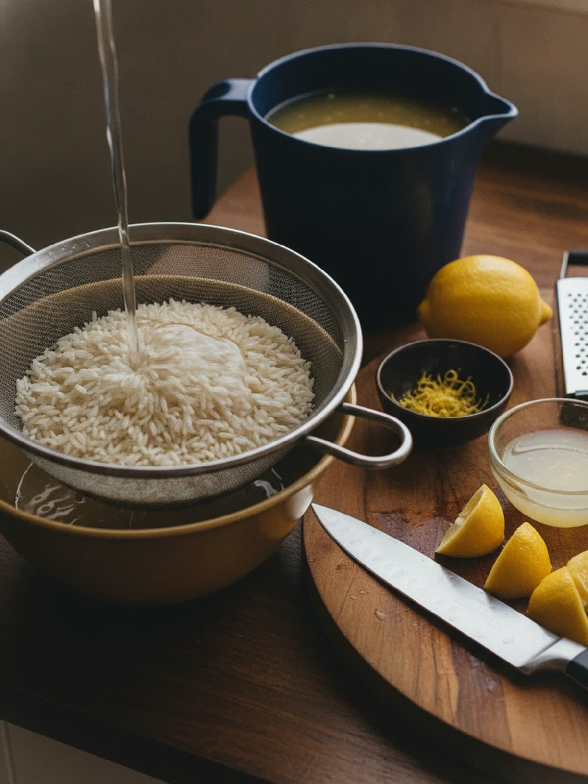 Instant Pot Lemon Chicken Rice and Peas: Rinse the rice